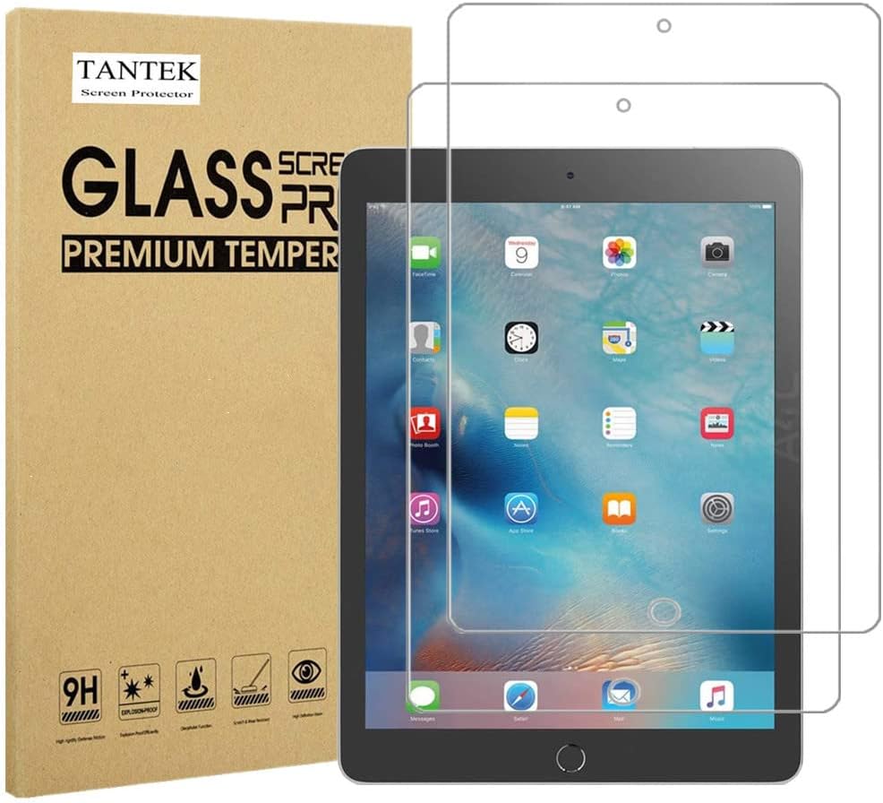 TANTEK Anti-Glare 9H Tempered Glass Screen Protector for iPad Air / Air 2 / iPad Pro 9.7-Inch (2 Pack)
