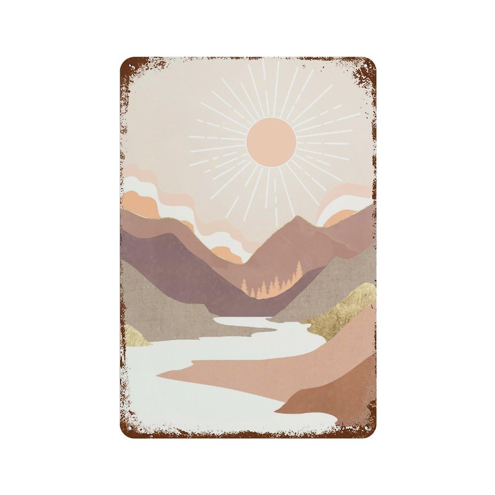 Salmon Vista 11.8"x7.9" Vintage Rust Metal Sign, Novelty Wall Decor for Living Room, Hallway And Home Decor