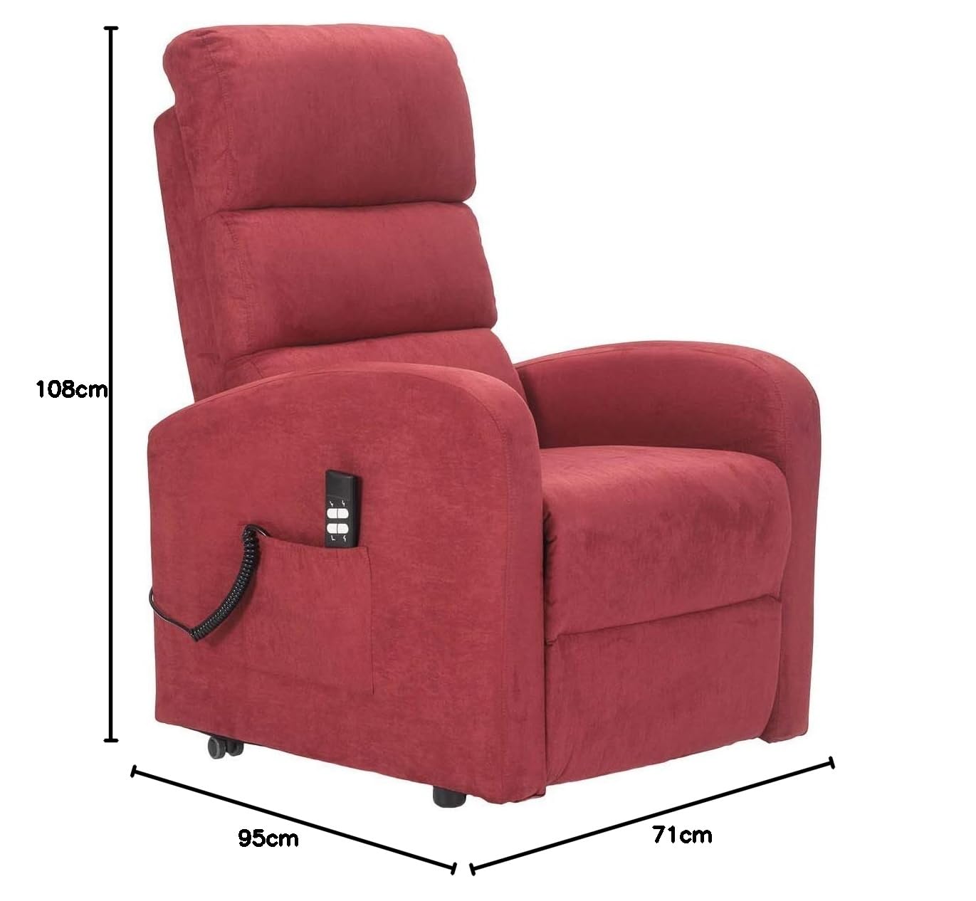 Mon Fauteuil Relax Jessica1 Fauteuil releveur inclinable Dispositif Médical kit 4 Roues siège à Micro-Ressorts Doux fauteuils électriques fauteuils de Relaxation Rouge
