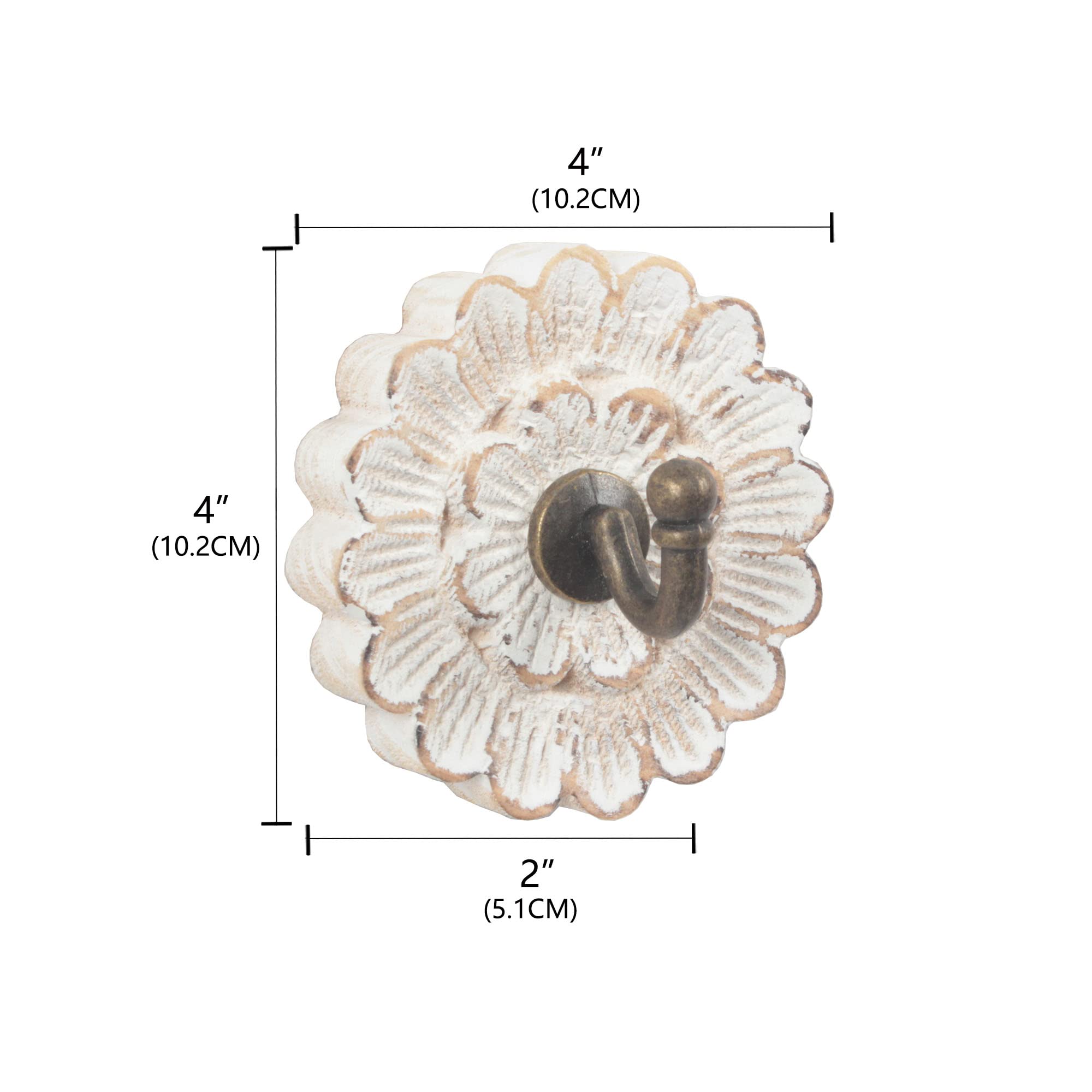 Dwellington Percha decorativa de madera para colgar en la pared, diseño de flores, para llaves, bolsos, toallas (colgador de bata)