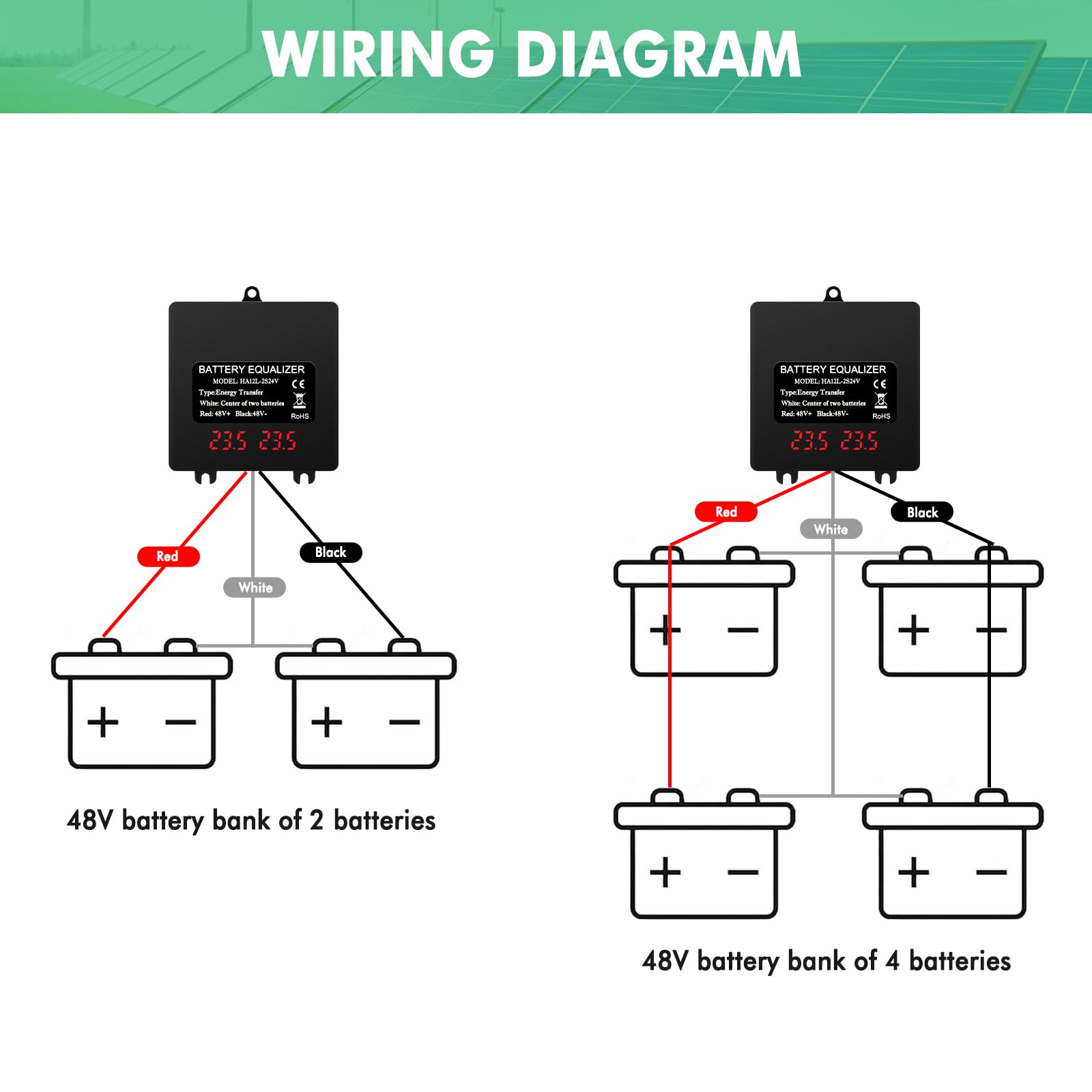 Batterie-Equalizer 24V LED-Spannungsanzeige 2x24V Balancer IP67 HA12L-2S24V