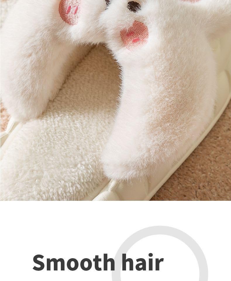 Geerta Cute Bunny Slippers Fur Slides for Women, Fuzzy Fluffy Cartoon Pillow House Slipper, Thick Sole Cushion Sandals for Indoor Outdoor, Lightweight, 2024 NEW4