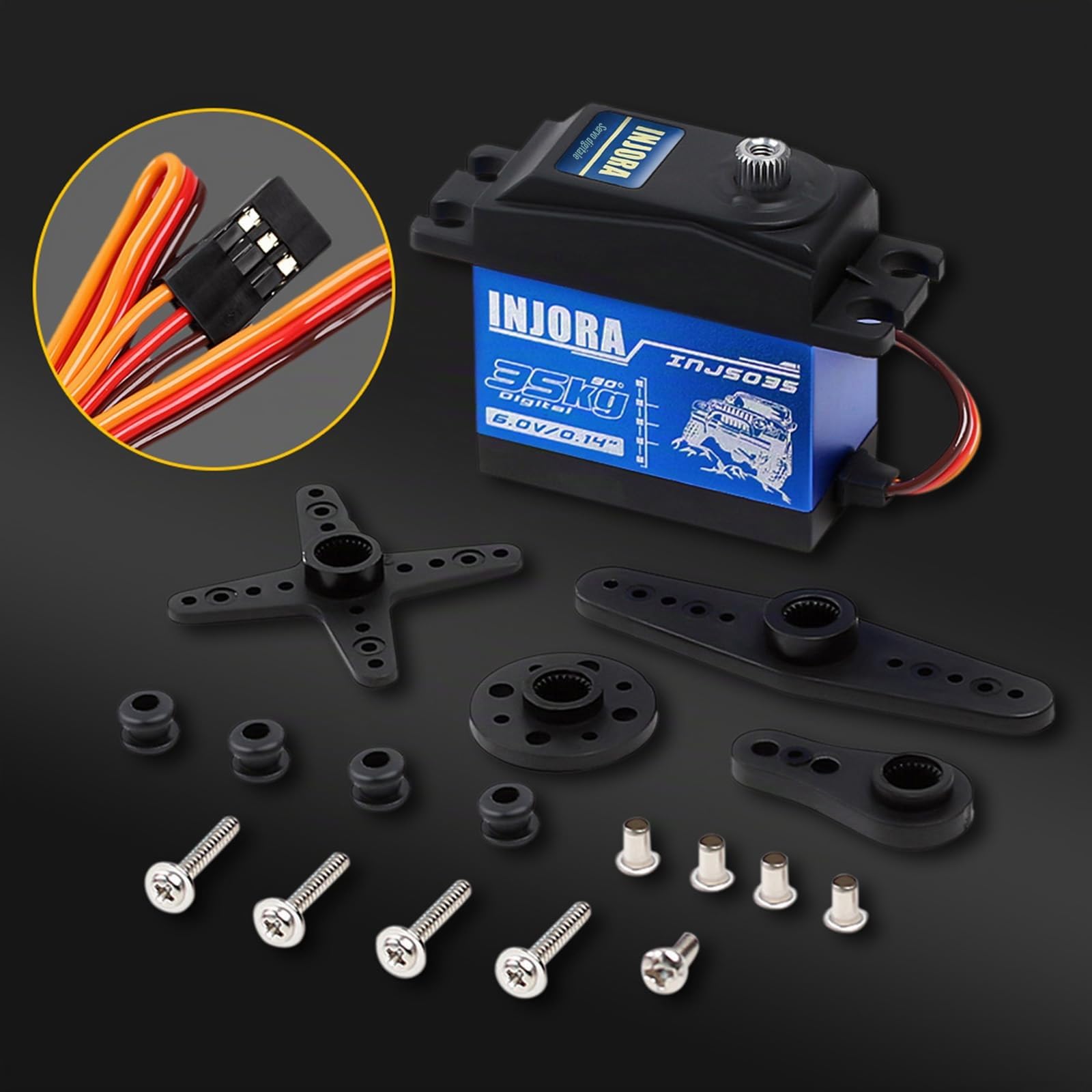 INJORA RC Servo Digital Servo - Ruota dentata in Metallo, 35 kg, Accessorio RC per Crawler SCX10 TRX4 D90 (35 kg)