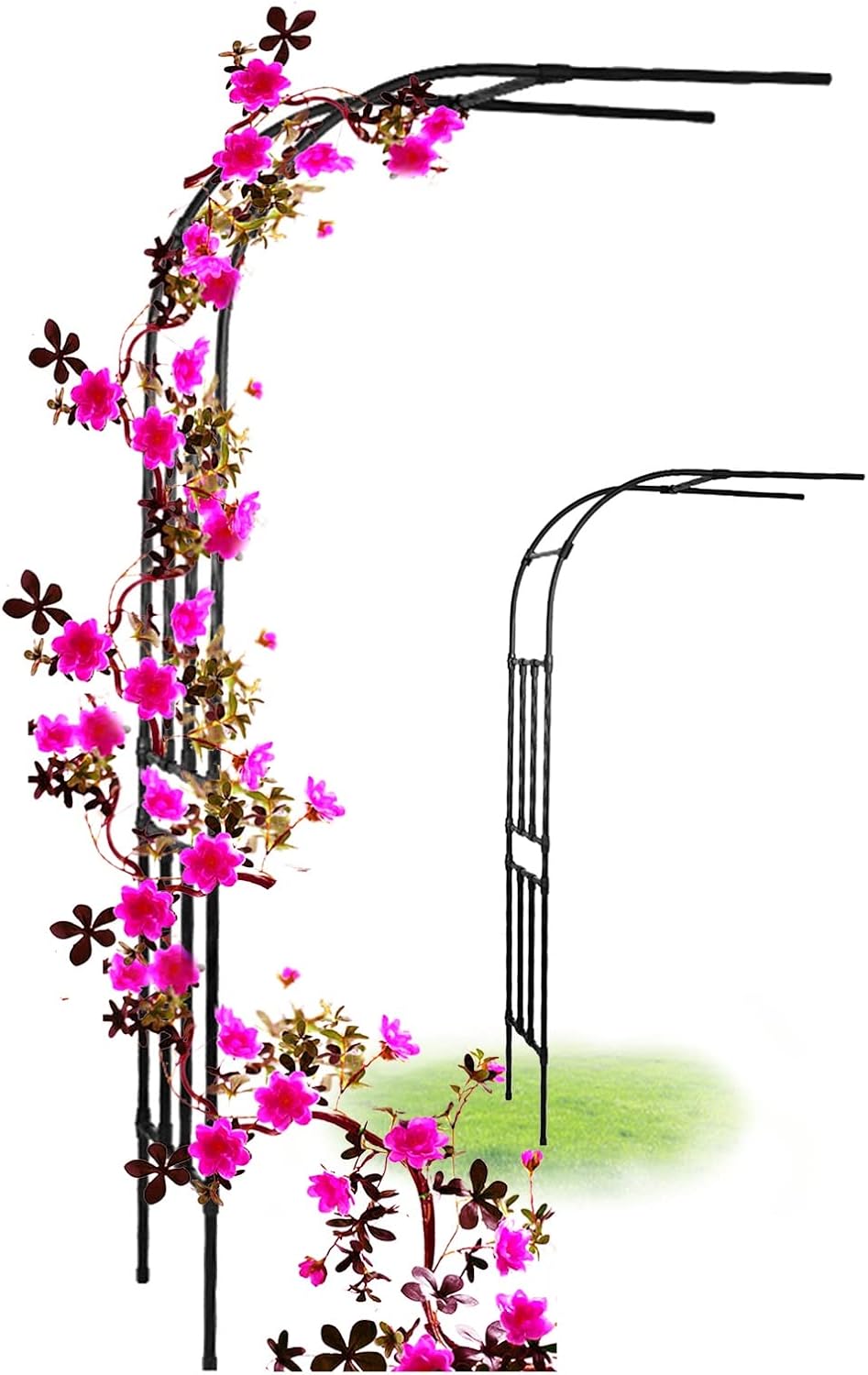 Garden Arbor Pergola, Rose Arch, PE Plastic Coated Pipe Easy Climbing Metal Half Arch Weatherproof Outdoor Garden Decoration (Color : Black, Size : 60x240x40cm)