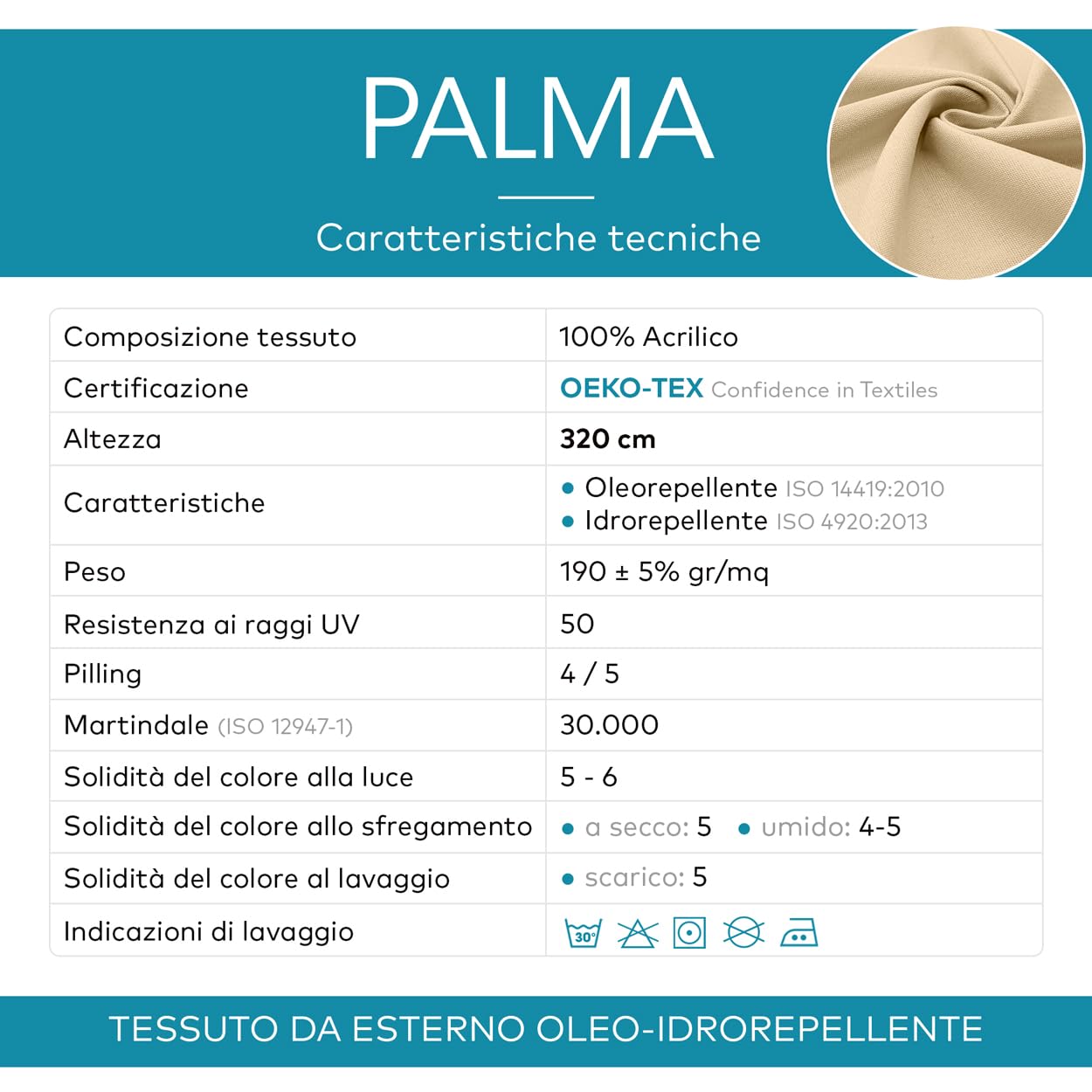 DESHOME Palma – Tela al metro para exterior, 160 cm de altura, oleo, repelente al agua, tela al metro, resistente para tapicería de sofá, cojines, sillas, tumbonas, toldos (5 metros x 3,2 m, blanco)
