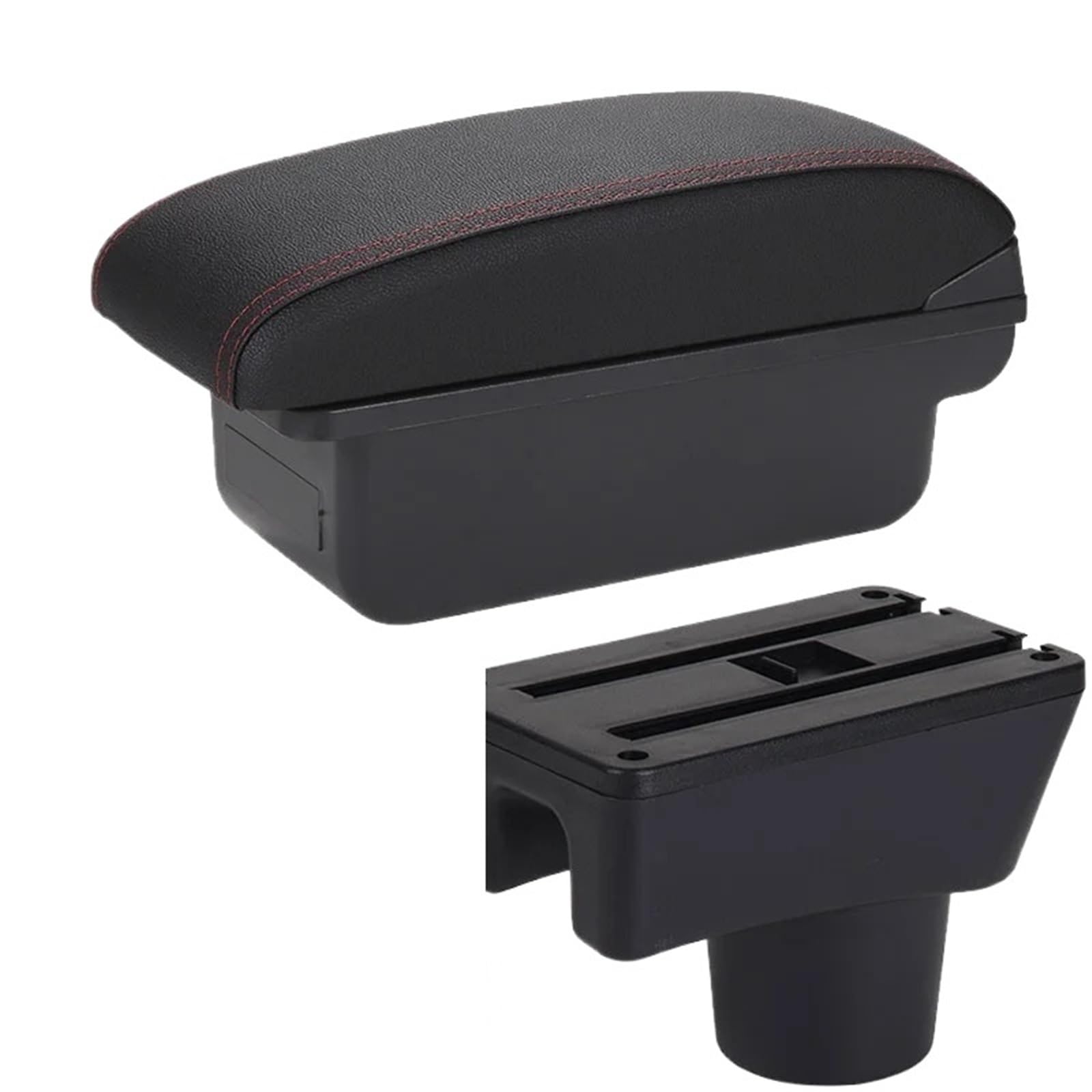 NOKRGQW Car Armrest Box For Dodge Attitude For Mitsubishi For Space For Star Attrage For Mirage Car Armrest Storage Box Accessories(C1 Black red NO USB)