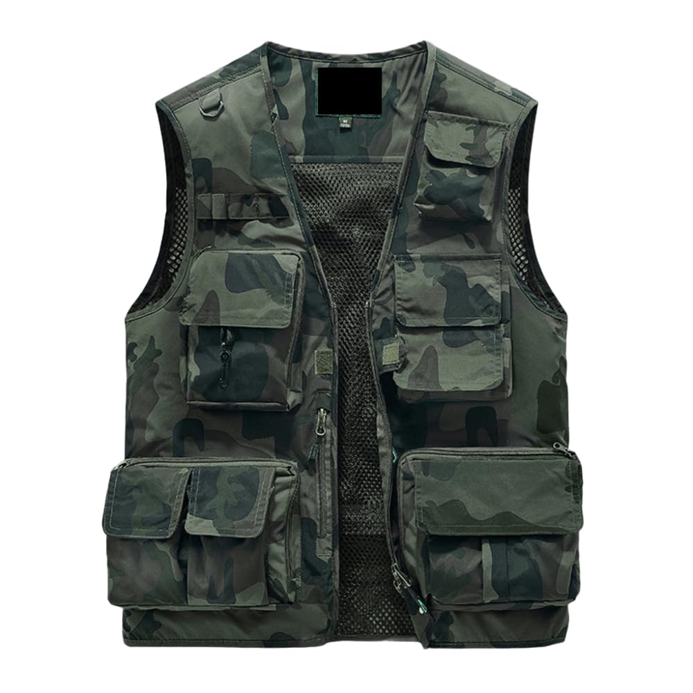 Lilychan Mens Utility Casual Fishing Vests Outdoor Vest Multi Pockets Cargo Vest Travel Hunting Camping Tactical Outerwear