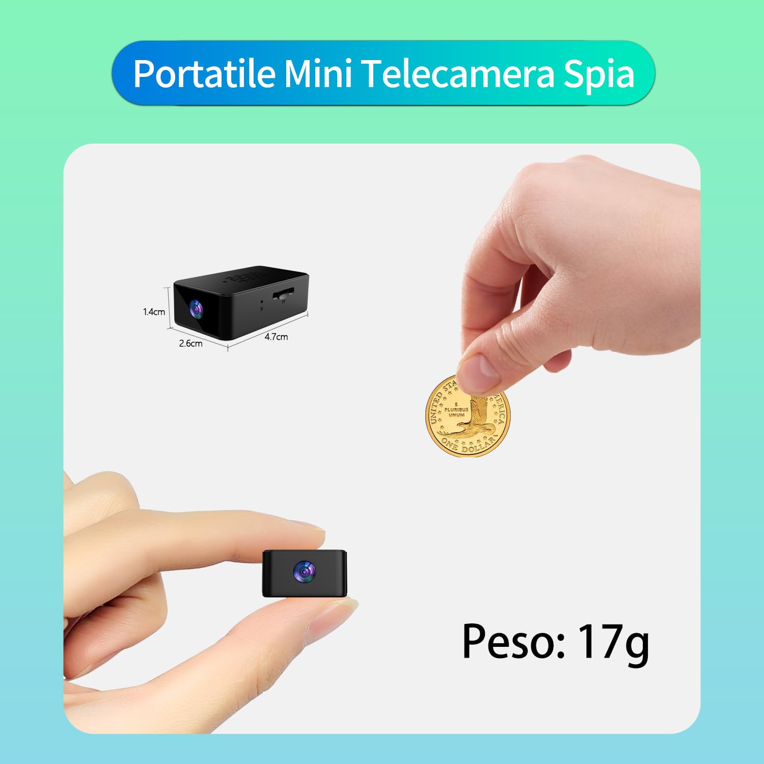 Mini Telecamera Spia Nascosta 1080P - Power Bank 10000mAh, Visione Notturna, Rilevamento Movimento, Include SD 32 GB