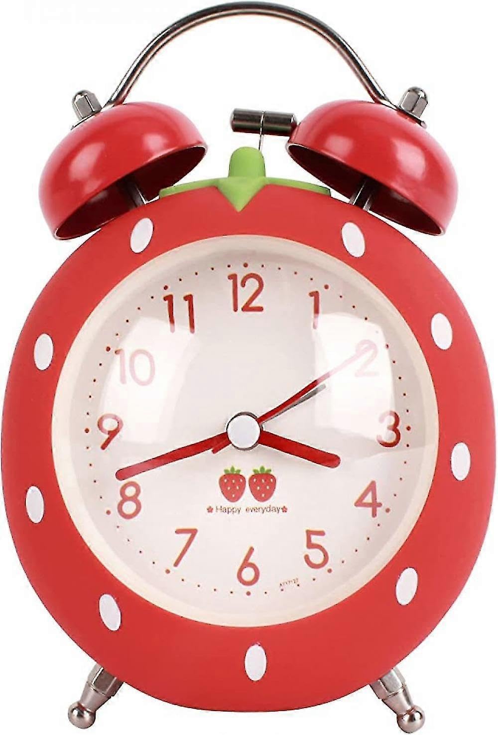 JOYHAPPST Strawberry Shaped Alarm Clock, Backlit, No Ticking Sound, Simulated Loud Alarm Clock For Bedroom, Bedside, And Table, Red