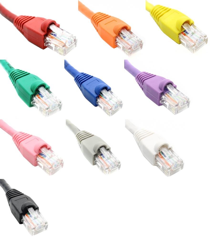 1,5 m (1,5 m) Cat6 kabel sieciowy krosowy różne kolory z ultra butami RJ45 m/m 10/100/1000 Gigabit (10 szt.)