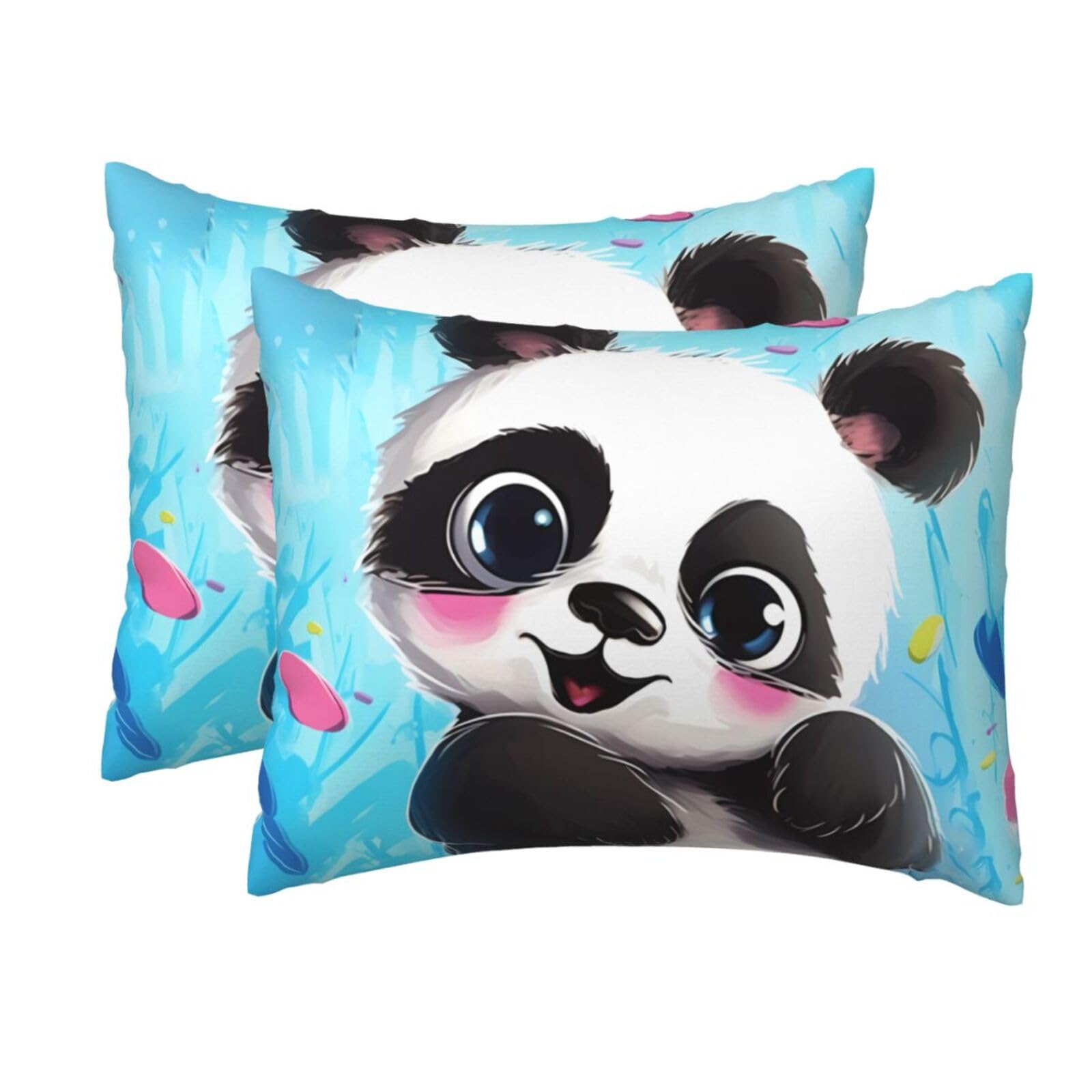 2 Pack Standard Size Pillow Cases for Hair and Skin Soft Breathable Pillow Case Covers with Hidden Zipper Cute Panda Pillowcase 20x26 Inches Pillow Cover for Sleeping Gift