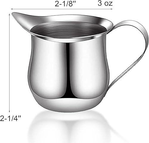 Miniatura 2 de Yesland Paquete de 6 jarras de crema, 3 onzas pequeñas de campana, mini taza de vertido de espresso, jarra de boca ancha de acero inoxidable con