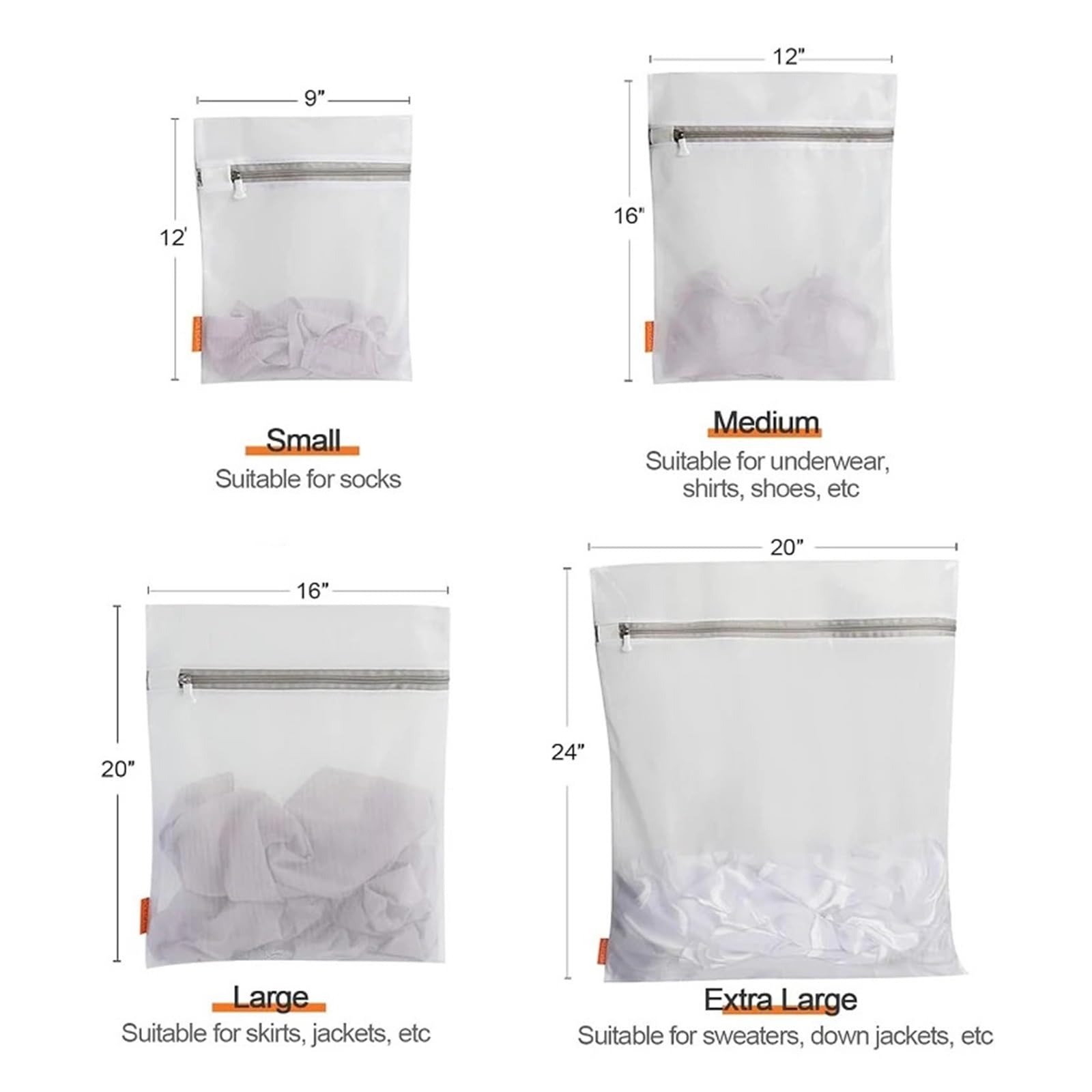 Bolsa de lavandería for el hogar, Bolsa organizadora de Limpieza de Ropa de Malla Fina, lavadoras Reutilizables, Bolsa organizadora de lavandería de Malla de poliéster(Set1,3PCS)