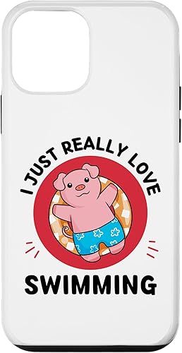 iPhone 12 mini Cute Kawaii Pig I Just Really Love Swimming Lover Case