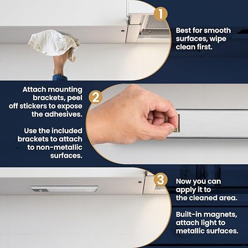 Miniatura 6 de VYANLIGHT Luces de cocina para debajo del gabinete, tiras de luz LED inalámbricas con sensor de movimiento para despensa, armario, baño, iluminación