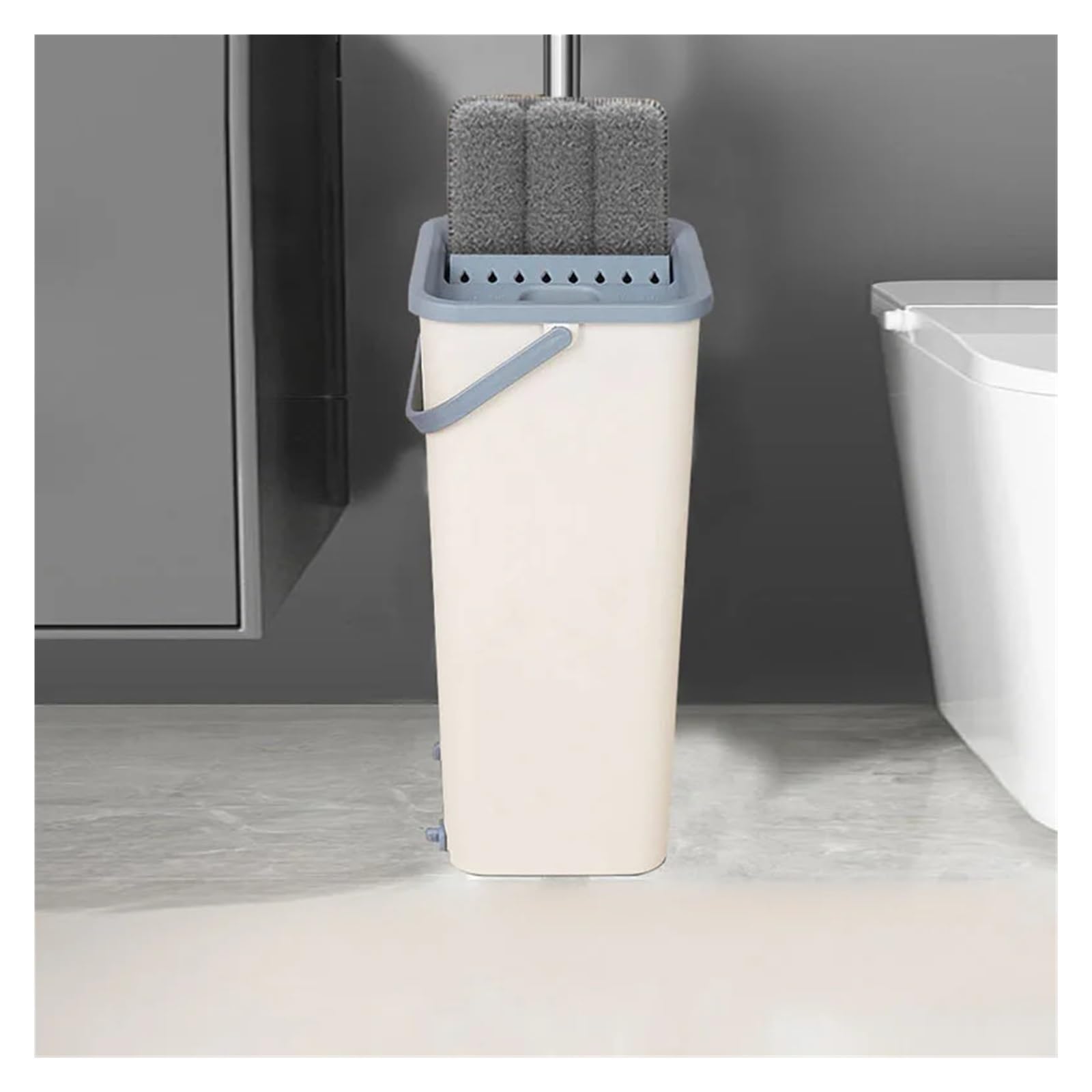 Fregona de Microfibra for Suelos, fregona húmeda con Cubo, fregona de Limpieza for baño, fregona for Lavar Suelos, Limpiador for el hogar y la Cocina.(Bucket-mop-4cloth)