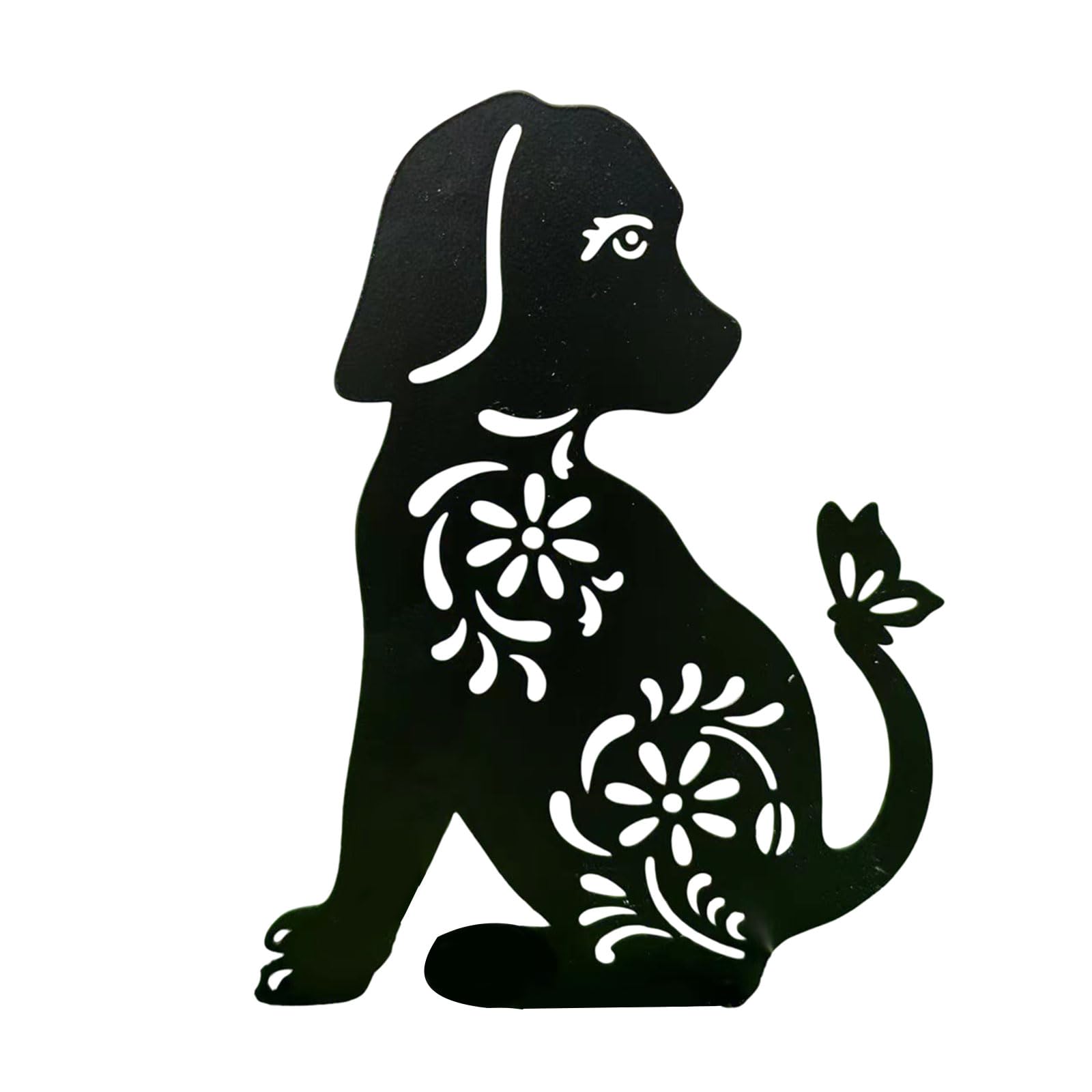 NIHENHAO 1/2Pcs Metal Dog Garden Decors Animals Garden Decors Sculpture Metal Dog Decorative Garden Stakes
