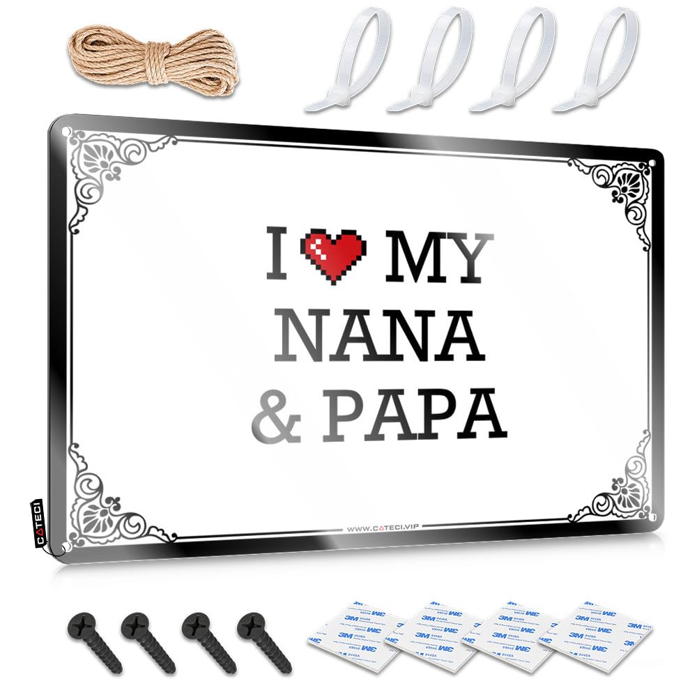 IBWNBBUSN Retro Signs I Love My Nana & Papa Tin Sign Warning Tin Sign Bar Wall Decor(30X40CM)