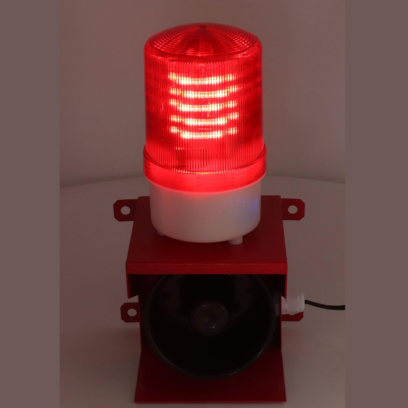 Fockety Sirena di Allarme Industriale, Sirena di Allarme con Suono e Luce da 115 Db, Sirena Esterna Impermeabile Corno di Allarme di Sicurezza Luce di Avvertimento a LED Industriale