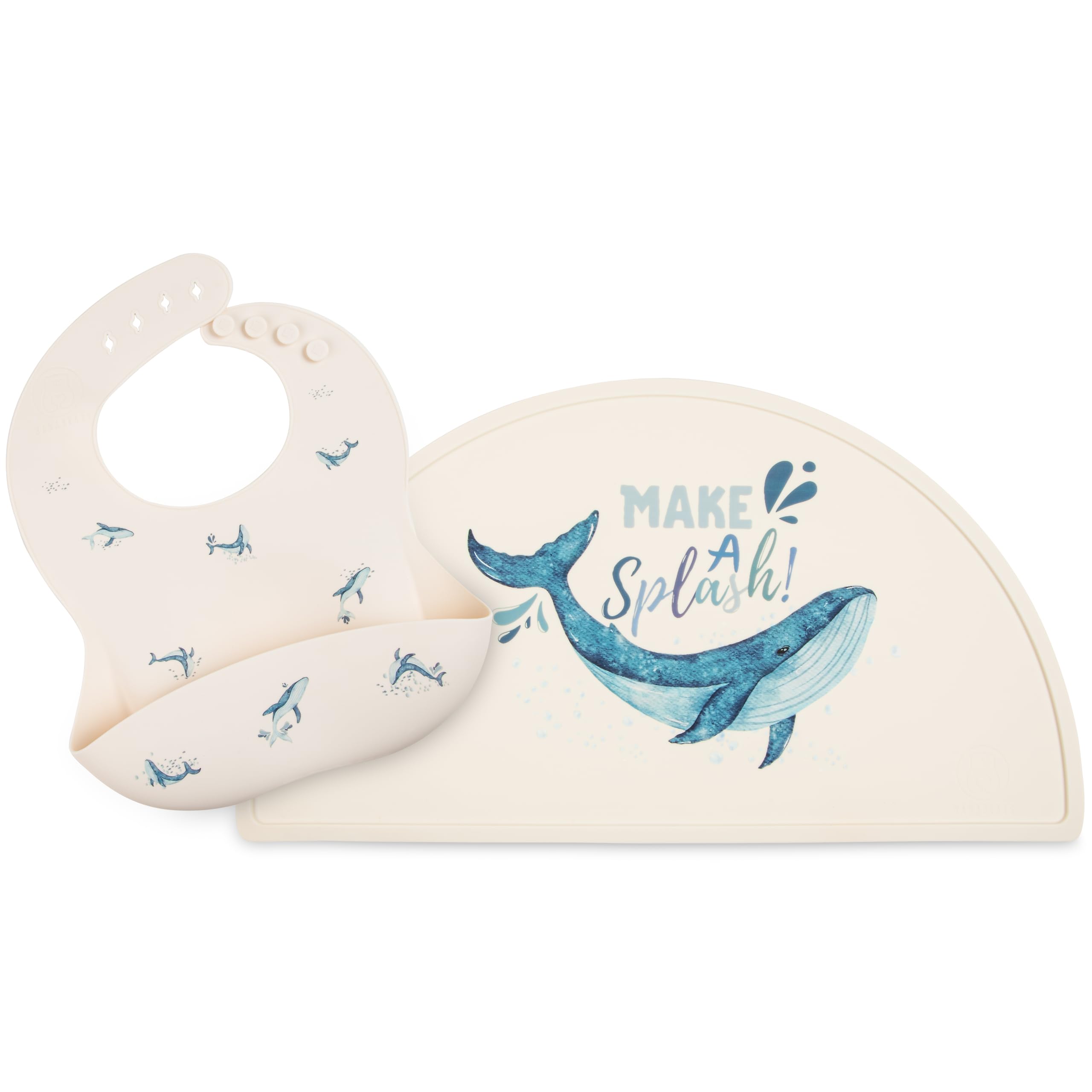 Mamabears Silicone Baby Bib and Mat | Boys Girls Babies & Toddlers | Waterproof, Adjustable, BPA Free
