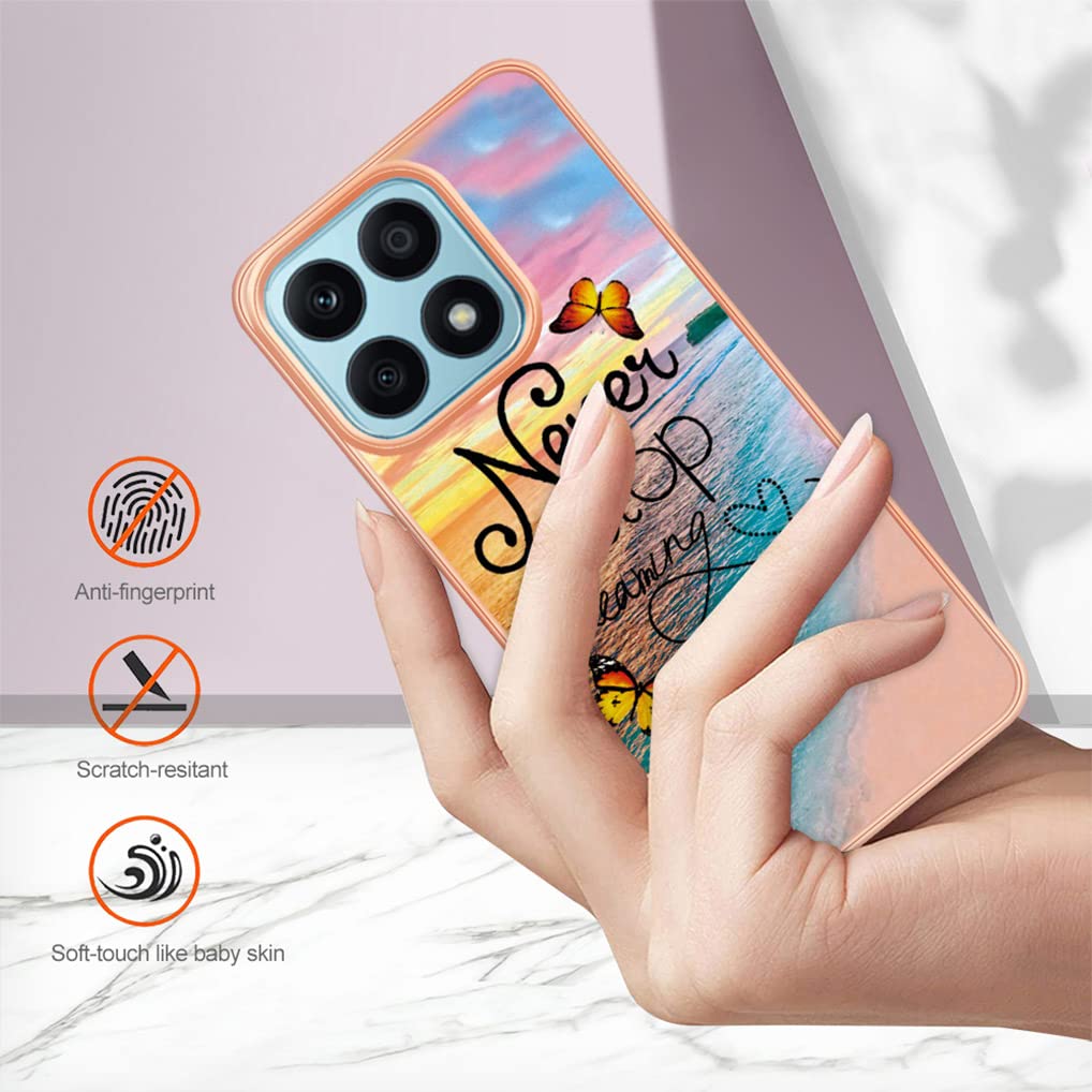 Cover HAOYE Per Honor X8a – Fiori Viola Con Brillantini – Custodia Morbida TPU Antiurto Sottile