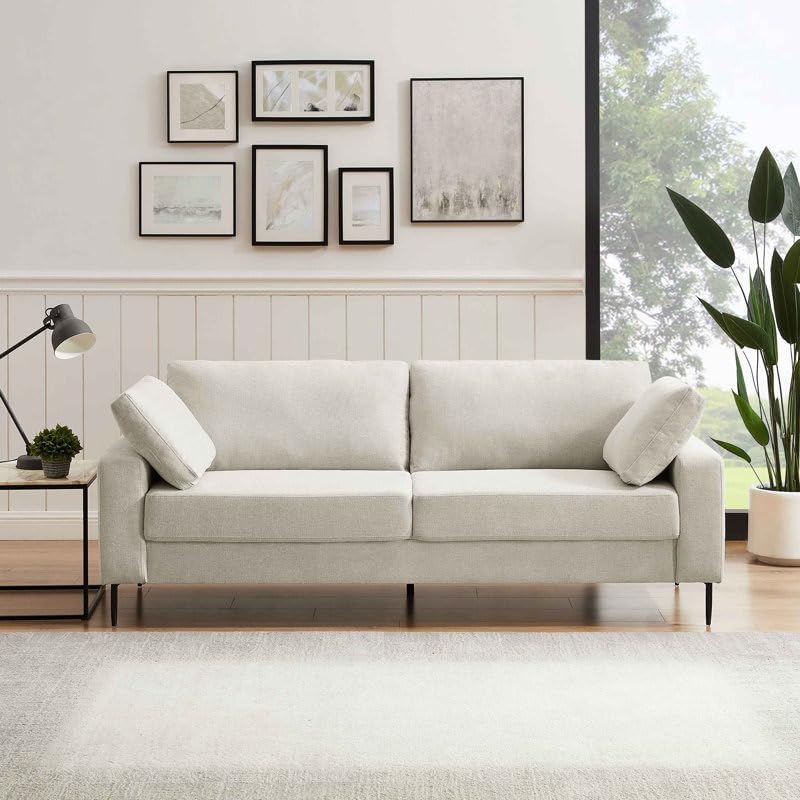 LEGACY OF COMFORT WW1' Seater Sofa Square Arm Sofa' Three Seater Sofa for Living Room Guest Room Hotels Office (Off White)-image-42