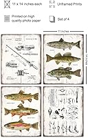 Vista 2 de GRANDE 11x14 - Regalos de Accesorios de Pesca - Juego de Impresión de Patente de Caña, Carrete, Señuelos - Decoración de Casa de Montaña y Lago