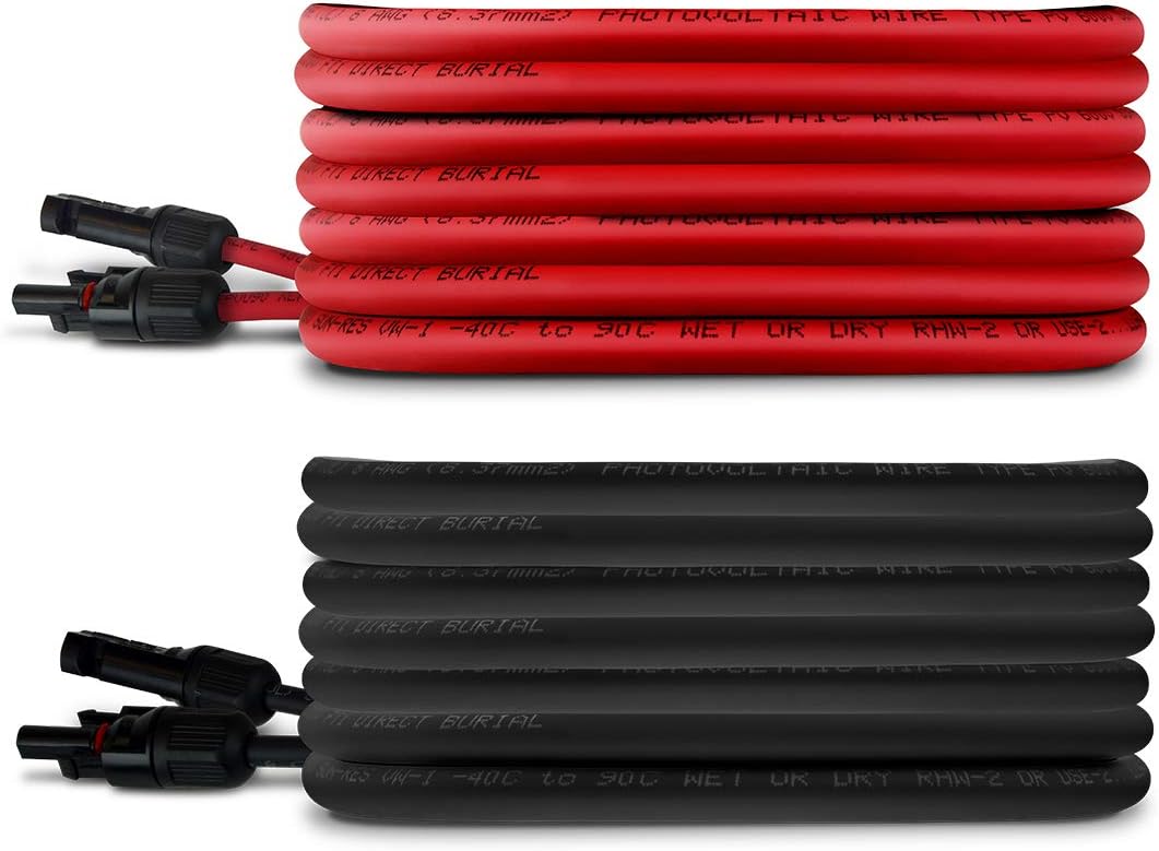 TEMCo 8 AWG solar extension cable, USA-made, 90ft+90ft