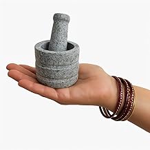 EZAHK Miniature Stone Mortar and Pestle Okhli, Small Tiny Size - (2.5 inch) Grey