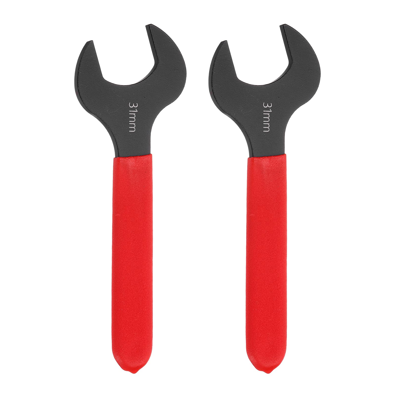 sourcing map 2Pcs Super Thin Single Open End Wrench 31mm Metric Carbon Steel Slim Wrench 15 Degree Angle Open Ended Ultra Thin Mechanic Spanner with Plastic Handle for Tight Space, Red