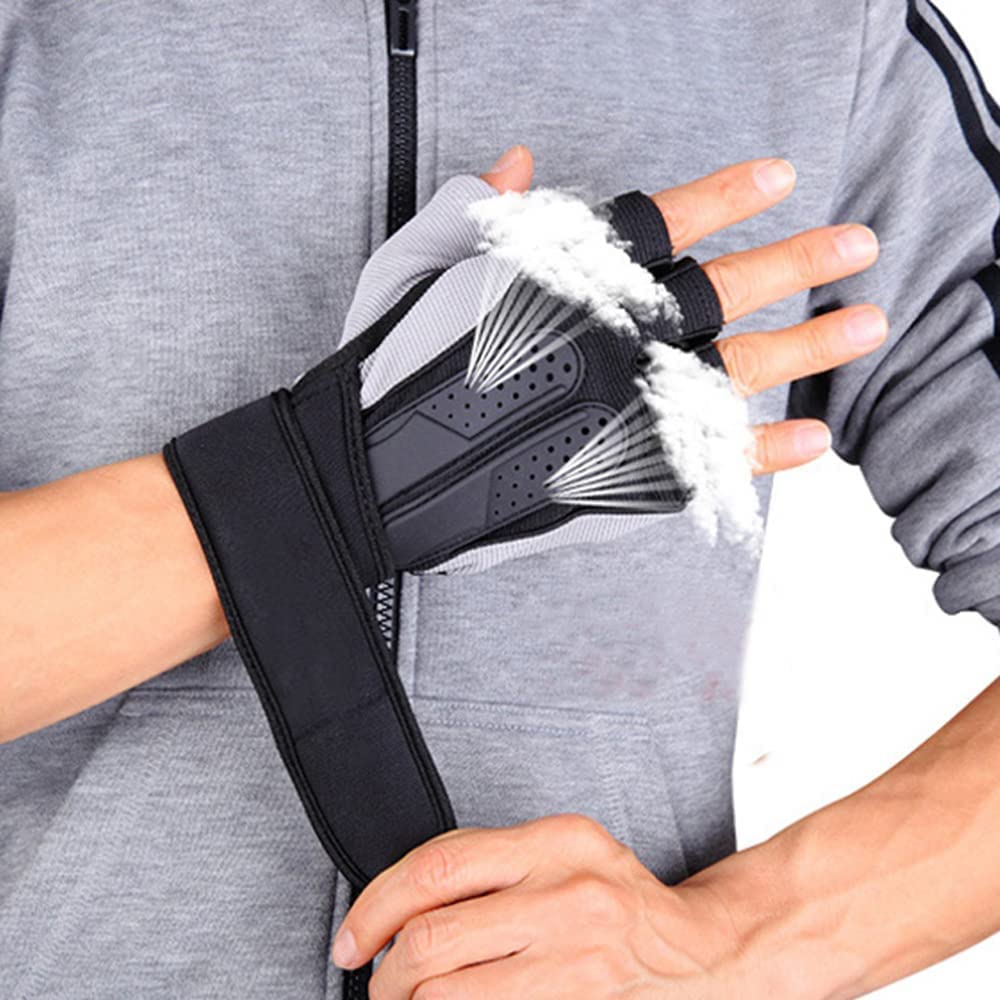 Guantes de levantamiento de pesas para fitness, almohadillas antideslizantes con muñeca, guantes de gimnasio para entrenamiento de ejercicio, para hombres y mujeres, mancuernas (azul, naranja, r