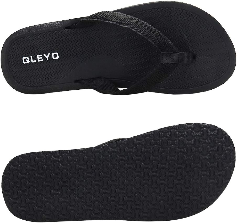 Womens Flip Flops Sandals Summer Beach Slippers 8 W1-black