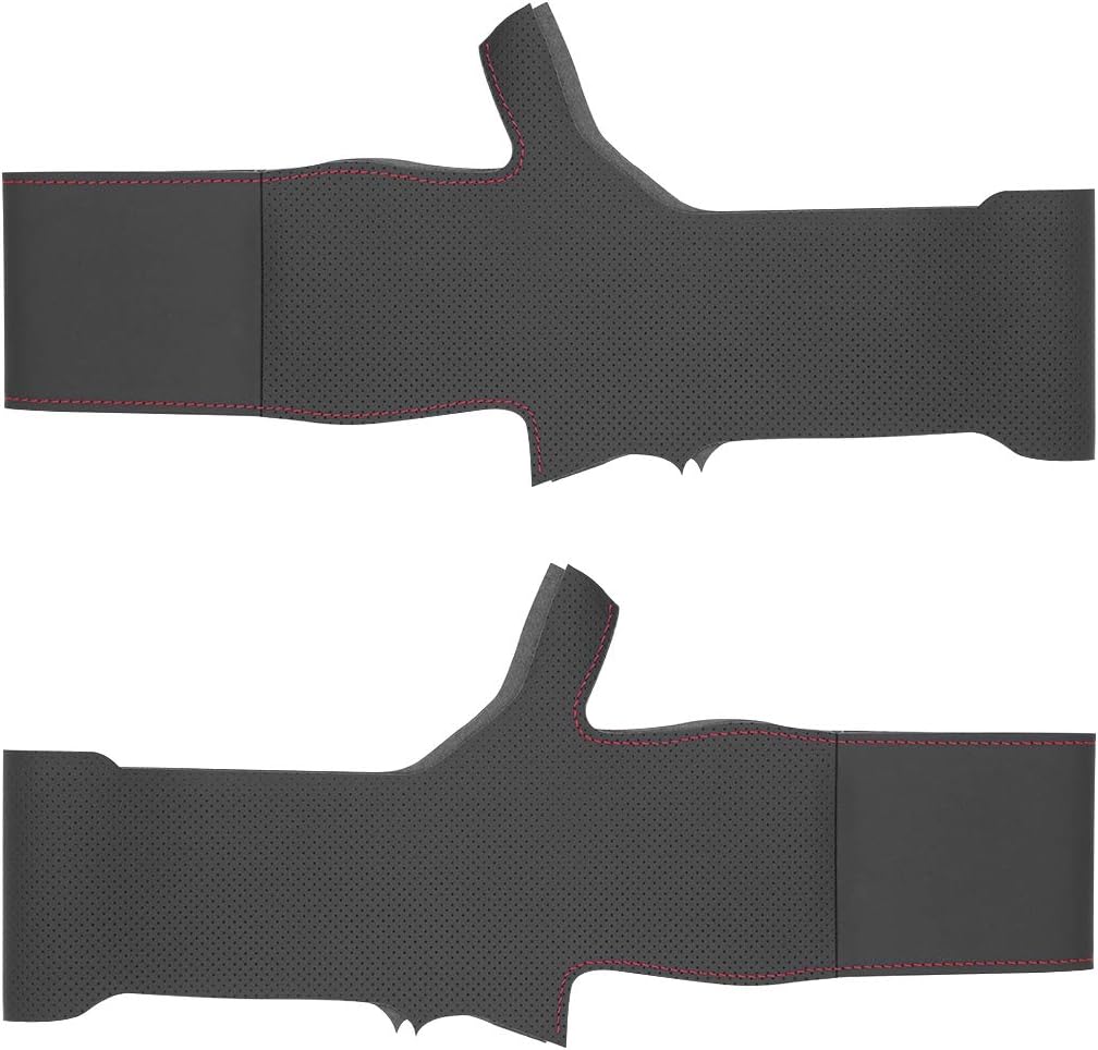 MEWANT Hand-Stitch Customized Black Genuine Leather Steering Wheel Cover for Kia Morning 2011-2016 Picanto 2012-2015