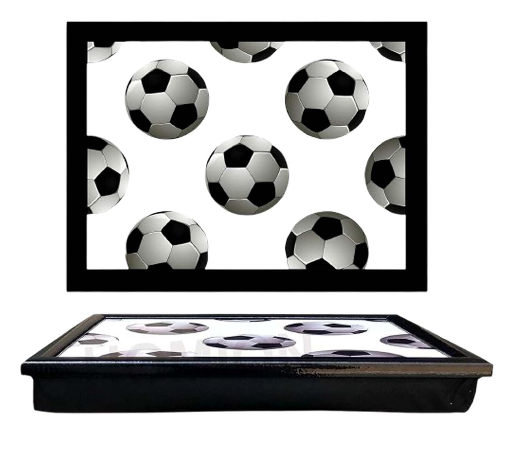PREMZO Lap Tray Football Soccer with Soft Cushion Bean Bag Lap Tray Portable Lightweight Home Laptop TV Dinner Drinks Food Breakfast Football Soccer Lover