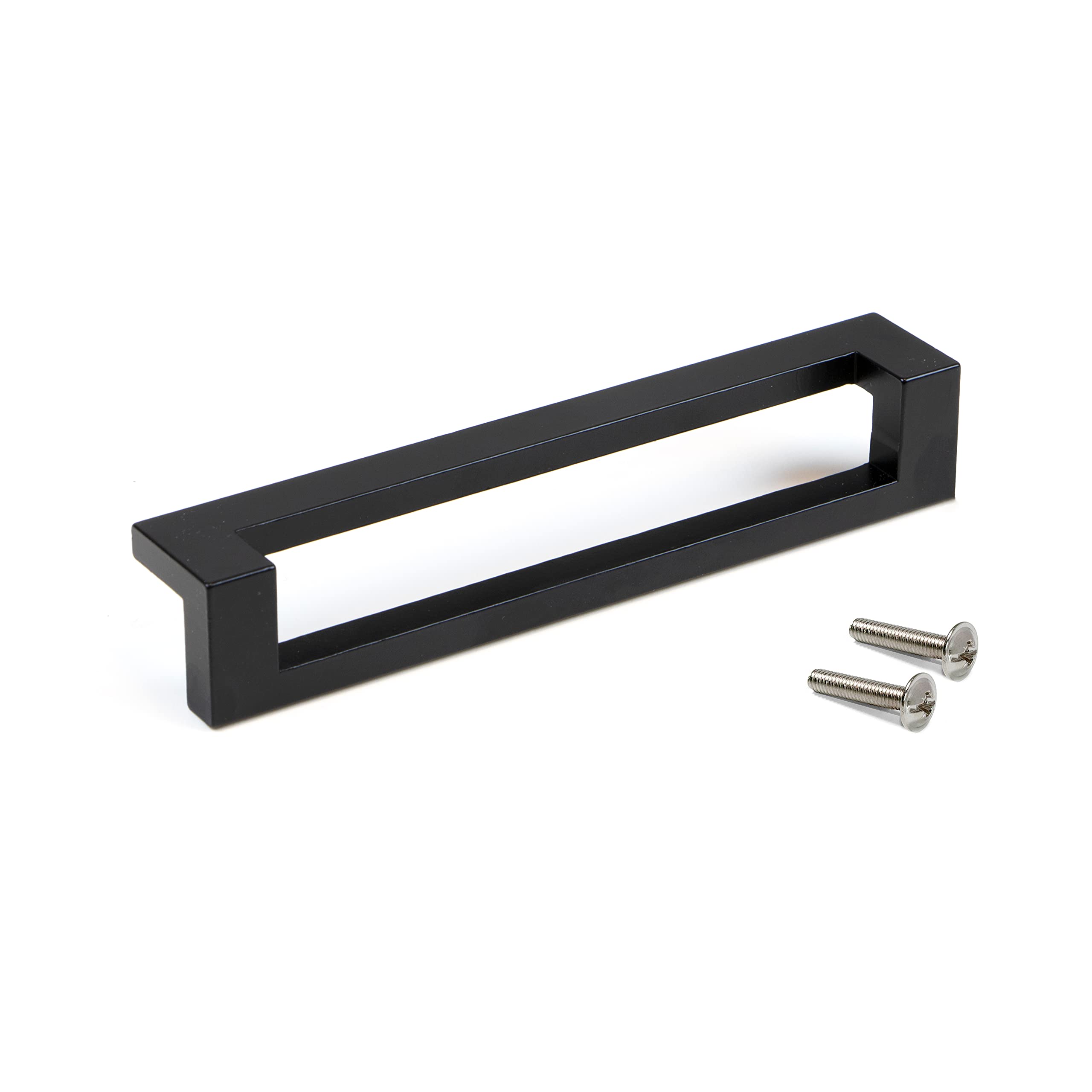 Emuca - Cleveland Furniture Handle, 128 mm Interaxis (5 inch), L144 mm (5,6 inch), Black Painted, Zamak, 5 ut