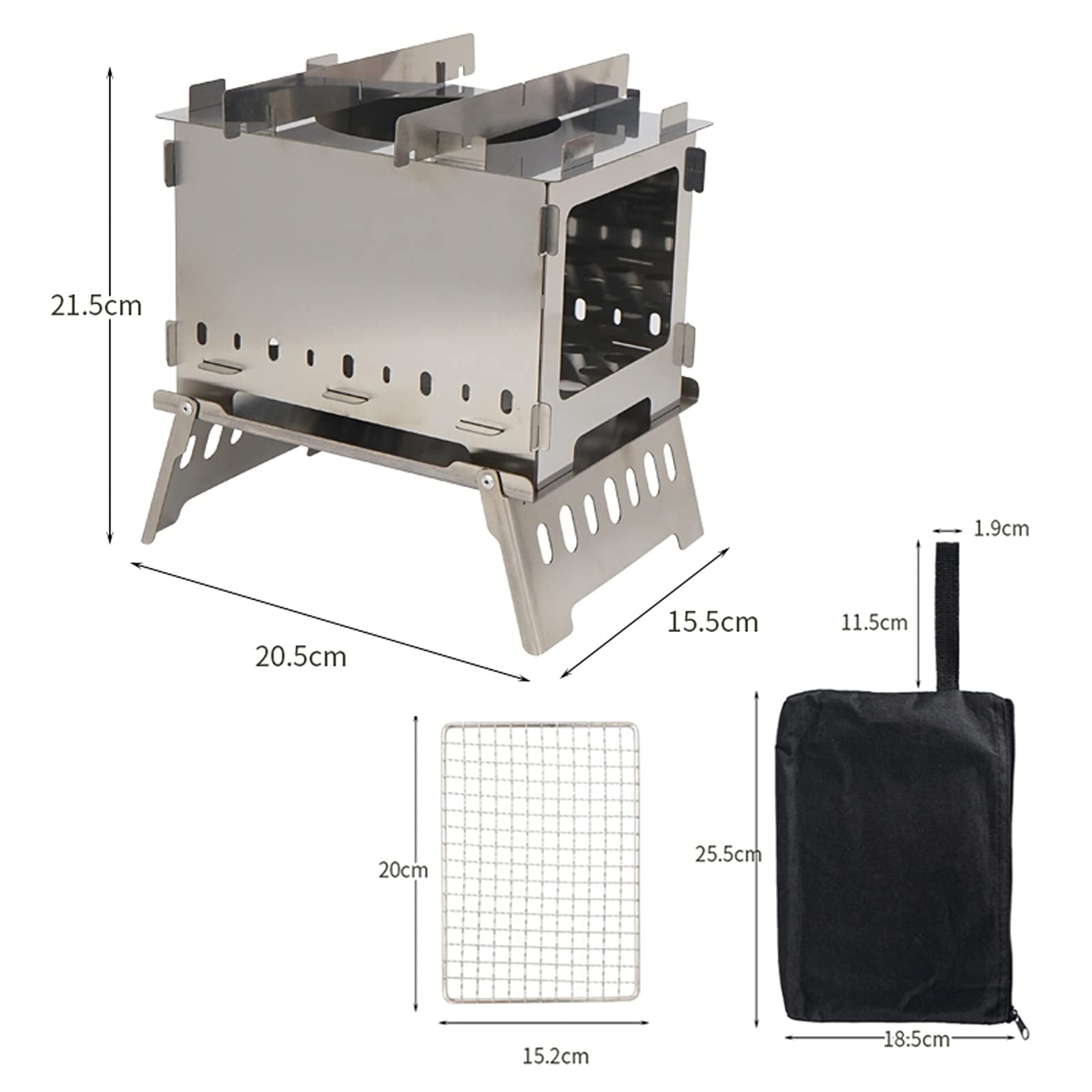 Barbecue Griglia a Carbone Mini Grill Grill Pieghevole Stufa in acciaio inox BBQ Grill □ Piccola stufa a backpacking portatile per escursioni in campeggio sopravvivenza Utensile Barbecue Picnic