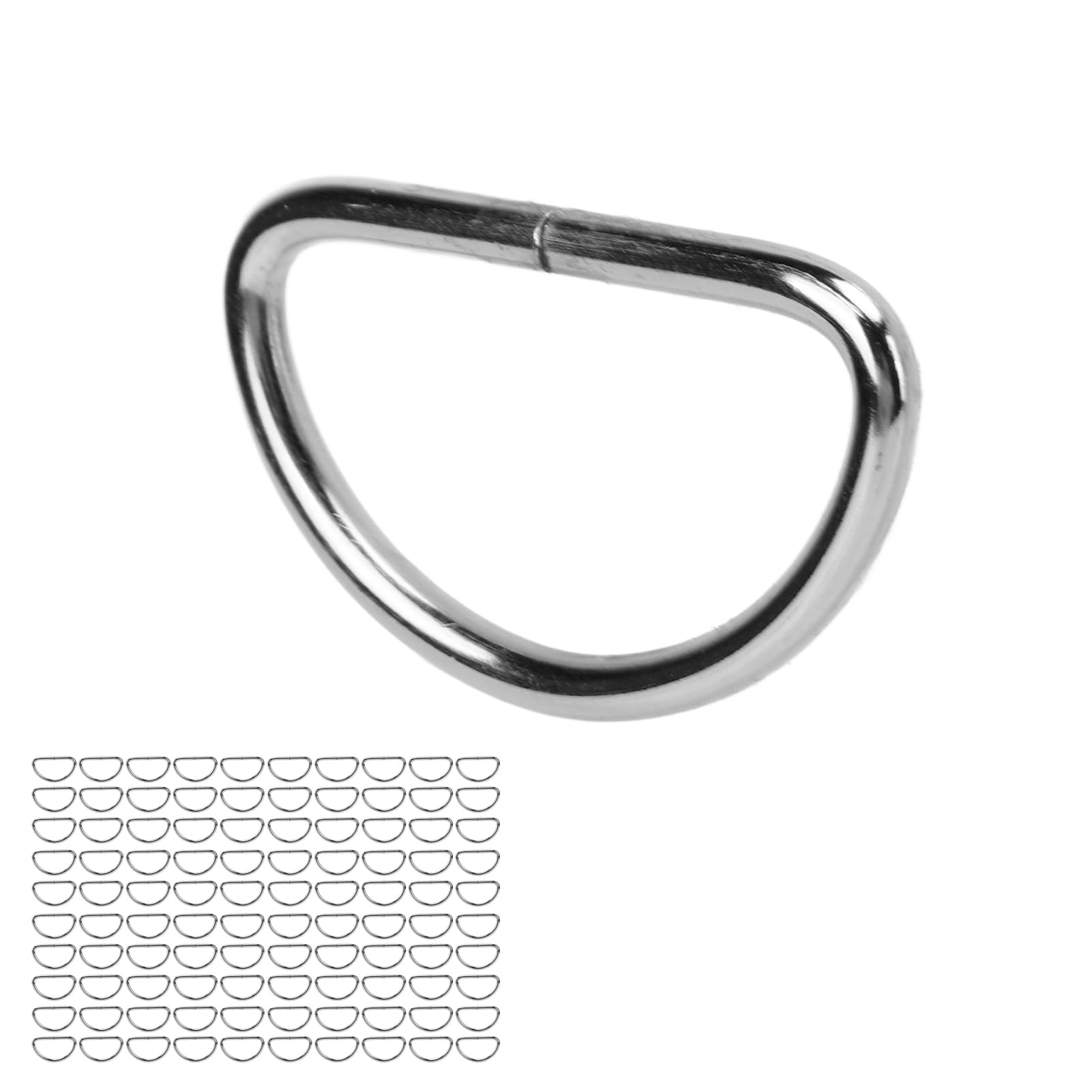 100 Uds anillos D Collar de perro anillos de Metal D para correas de pecho de perro accesorios de maletas para mascotas (Plata 3x32x17mm)