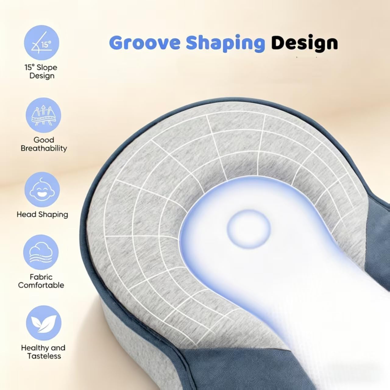 Coussin d'allaitement avec appui-tête pour bébé - Coussin d'alimentation ergonomique et confortable en modal - Housse amovible lavable et surface inclinée à 15°