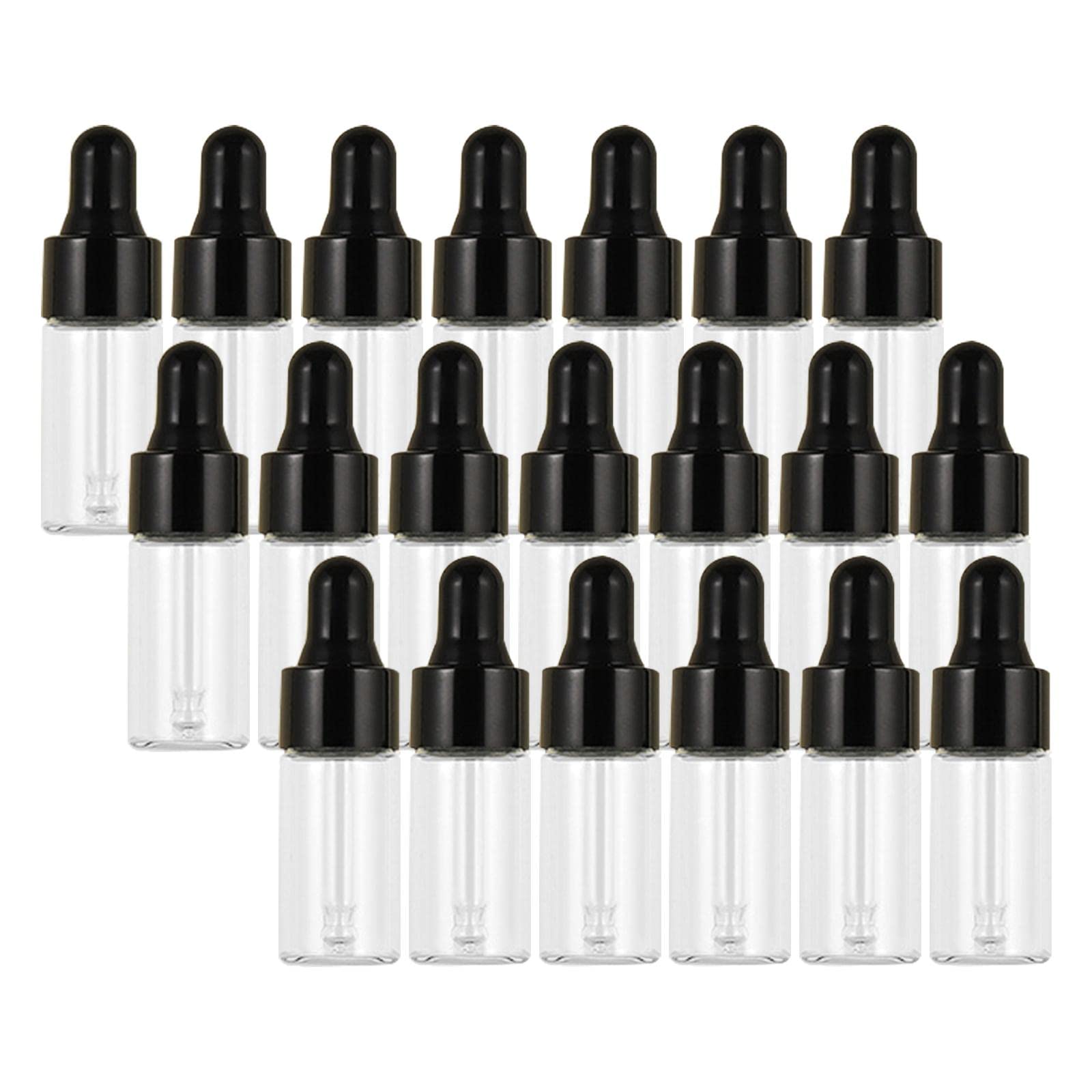 5 zestaw 20 szt. puste szklane butelki z zakraplaczem pojemniki na perfumy oleje płyny czarne 3 ml