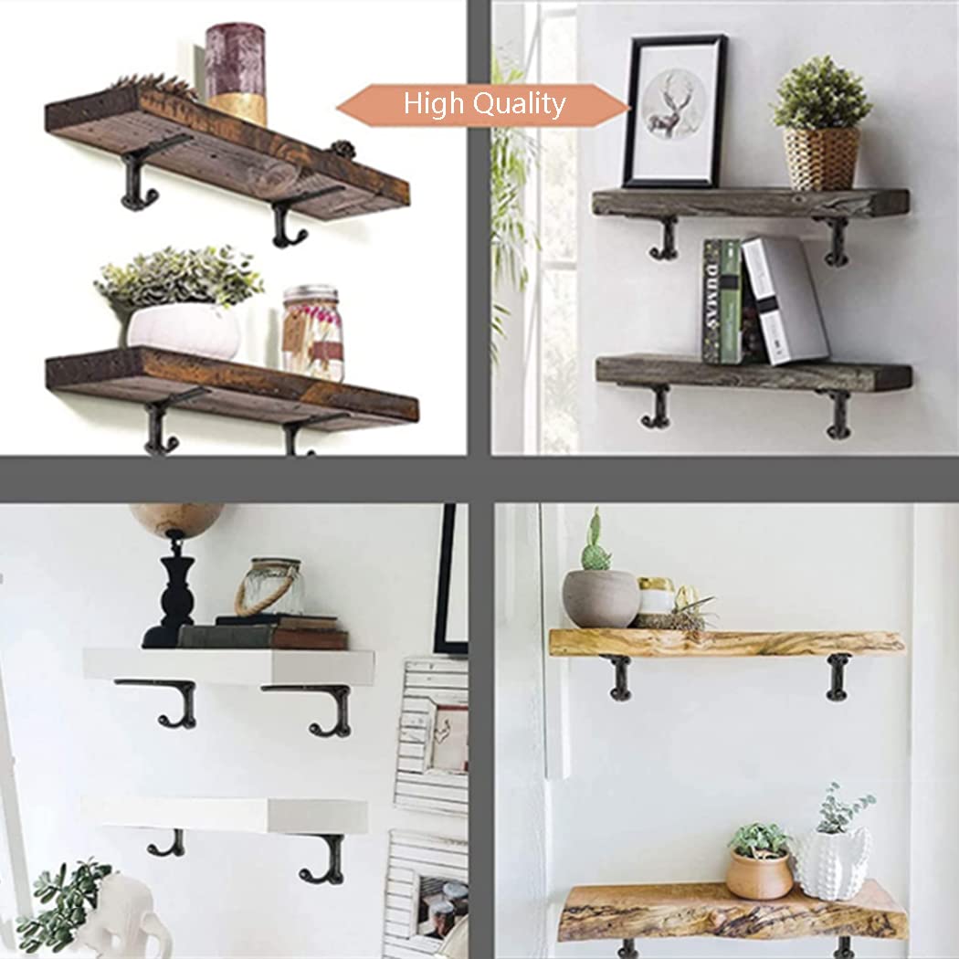 Staffe per Mensole in Ghisa Nera Supporti per Scaffali Rustici per Impieghi Gravosi Reggimensole Metalliche Galleggianti, per Balcone, Giardino, Cucina, 2 Pezzi