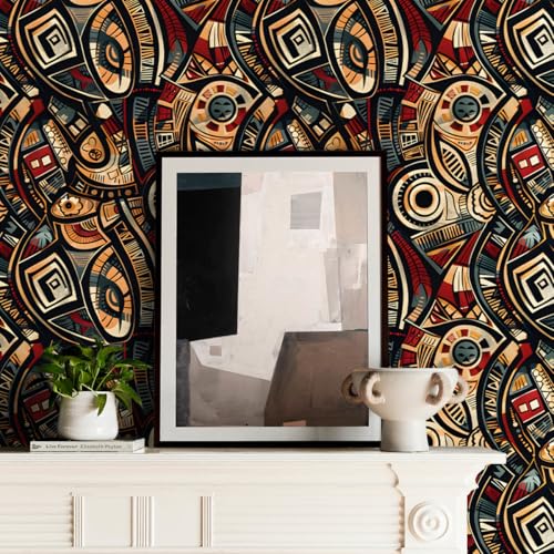 COKCOKR Abstract Art Style Wallpaper 17.71 "X 118.1" Peel and Stick Wall Paper Abstract Geometric Shape Wall Decoration Paper for Closets, Walkways, Kitchenware Storage Rooms