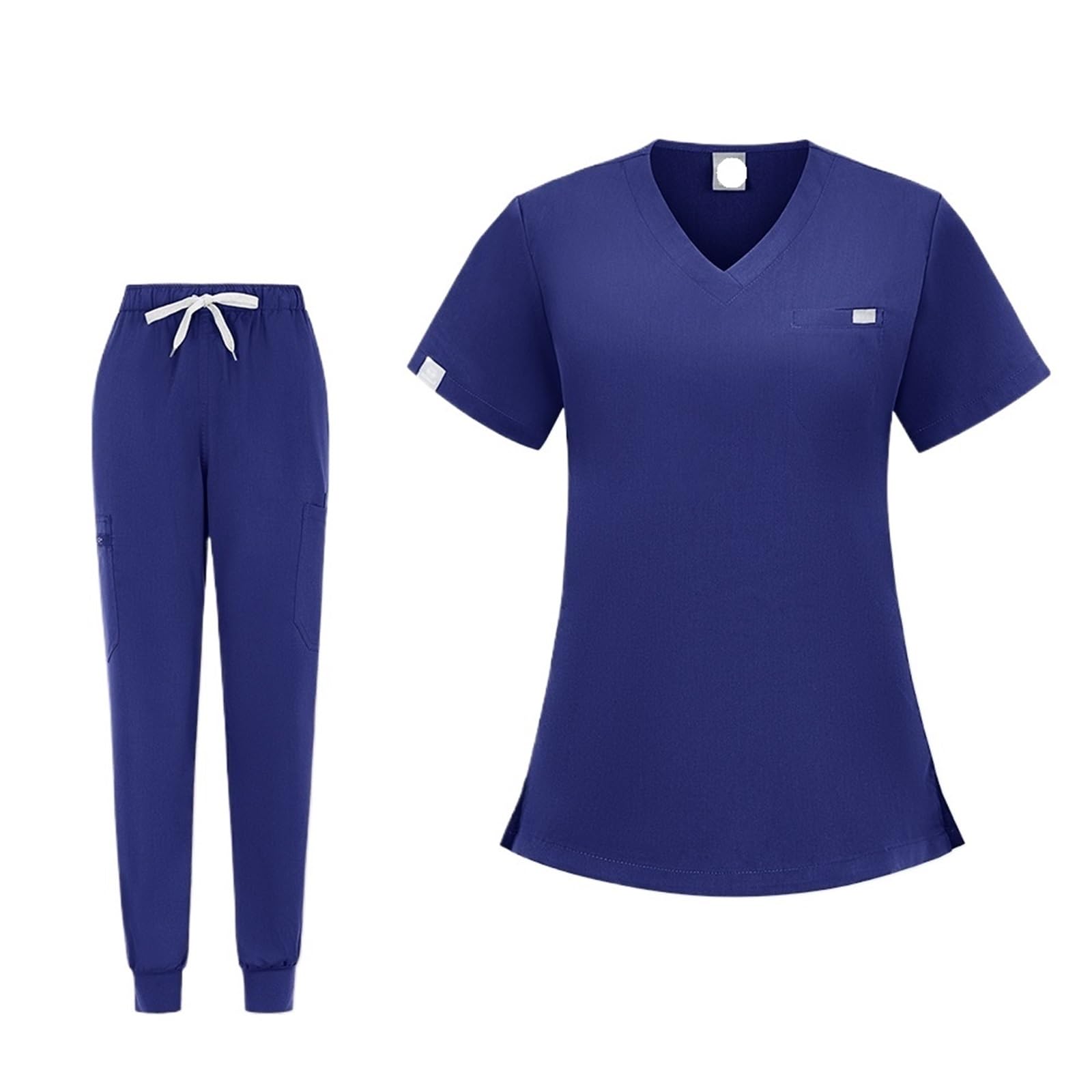 AHUFGN Nurse Scrubs Women Uniformes Medicos Dentist Nurse Work Clothes Women Medical Care Uniform Scrubs Uniforms Workwear Set(Blue,M)