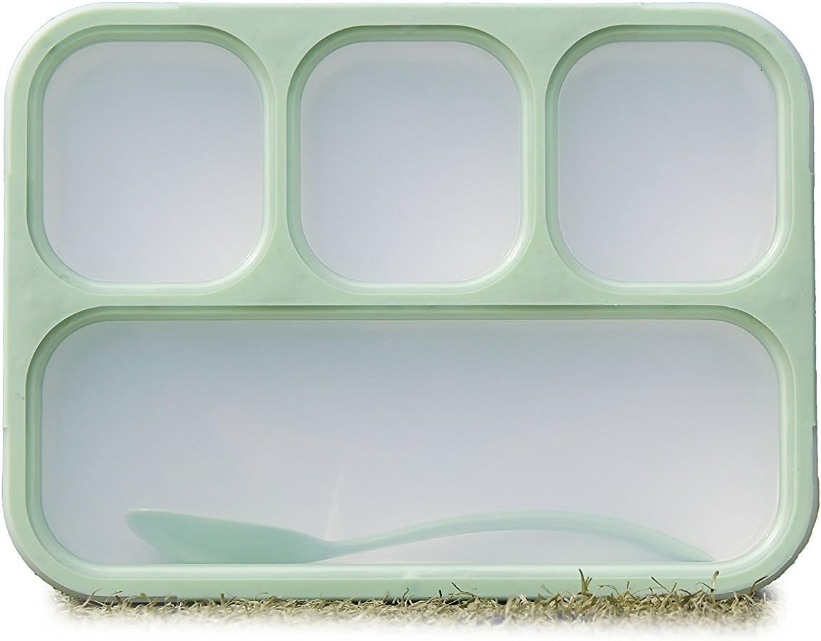 sunneeLunch Box Bento Box - Fashion Rectangle Grid Lea-Proof Food Container For Adults & Kids,1000 Ml,(Green)