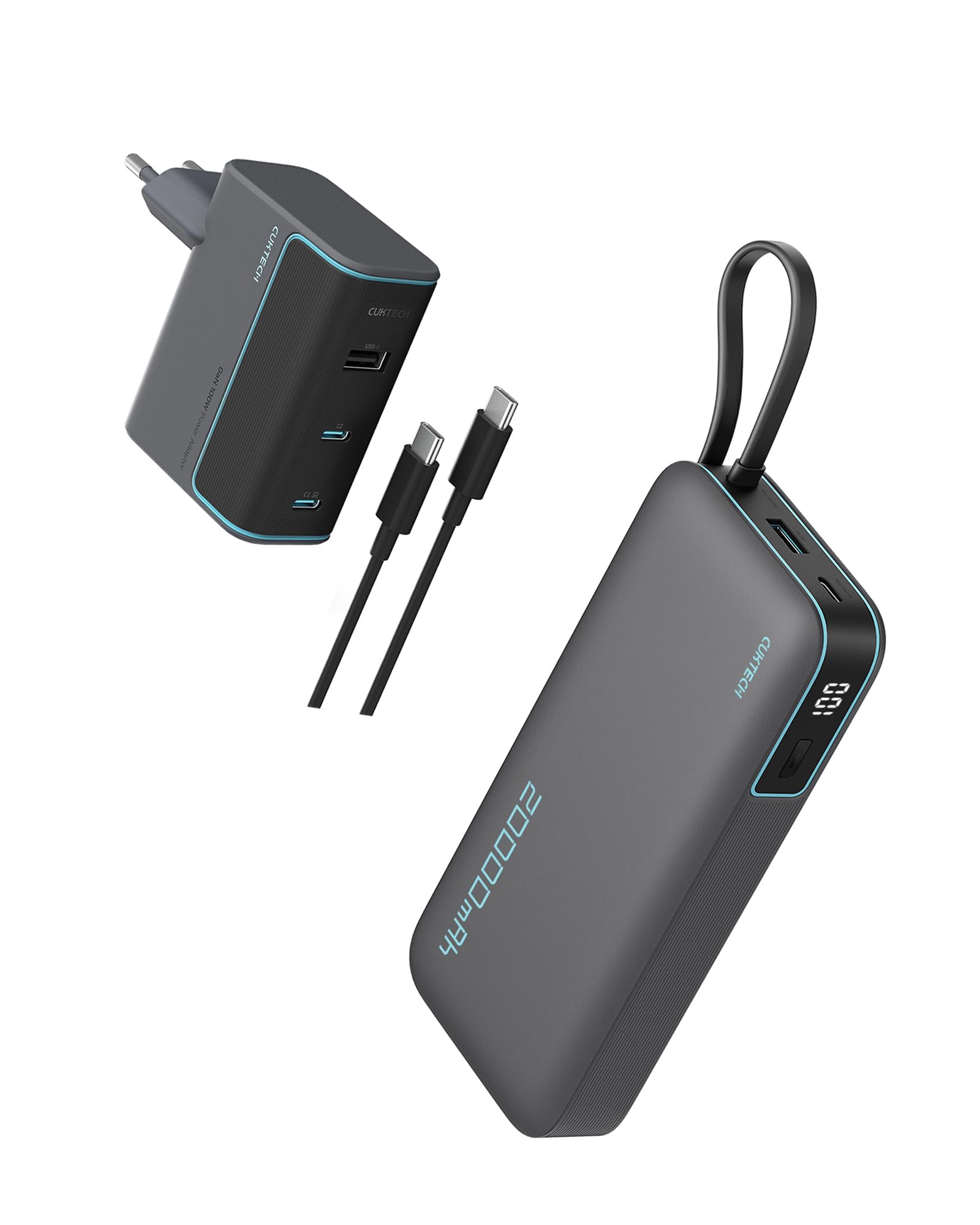 CUKTECH 45W 20000mAh Batterie Externe + 100W Chargeur USB C (Pack)