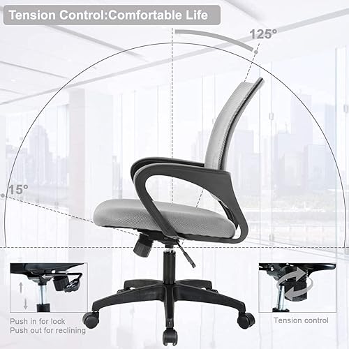 Miniatura 6 de Silla de oficina en casa silla de escritorio ergonómica de malla para computadora con soporte lumbar reposabrazos ejecutivo giratoria ajustable