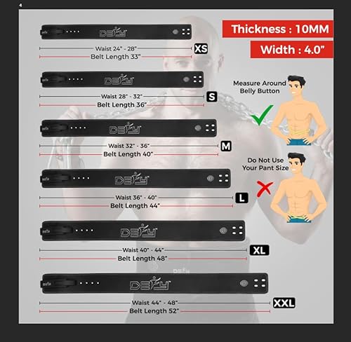 Miniatura 3 de DEFY - Cinturón de palanca de levantamiento de pesas de cuero puro de 0.394 pulgadas, cinturón de gimnasio de palanca de 4 pulgadas de ancho,