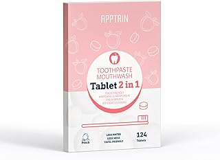 APPTRIN Toothpaste Tablets, 124 Pack Chewable Mouthwash Bite Tablets for Teeth Care, Whitening Toothpaste Tabs for Travel(Peach)