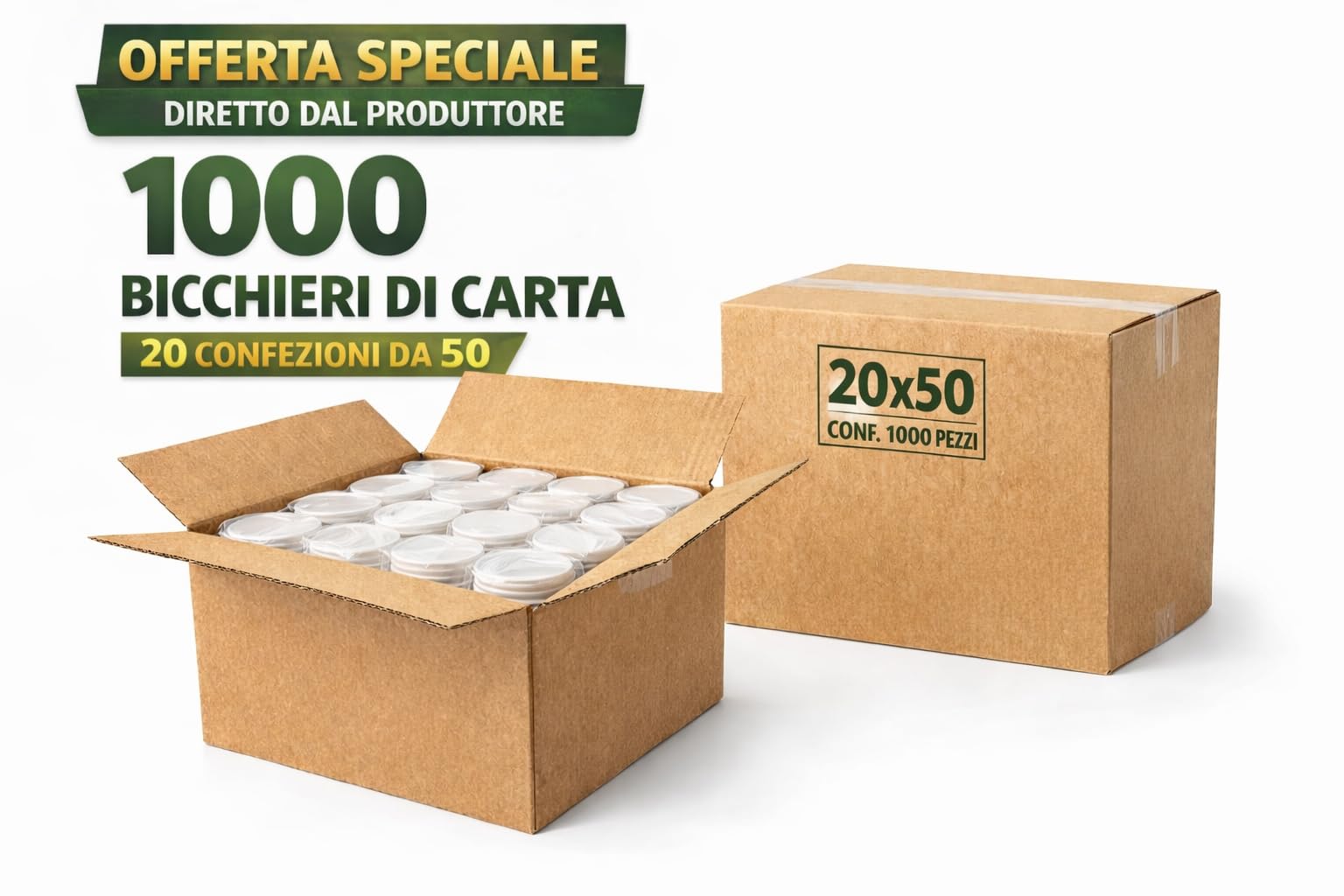 Generico 1000 Bicchieri Carta 200 ml Bianchi Monouso Resistenti – Bicchieri Carta Usa e Getta per Acqua, Ufficio, Bar, Eventi – Bicchieri Carta Alimentari per Bevande Calde e Fredde (1000)