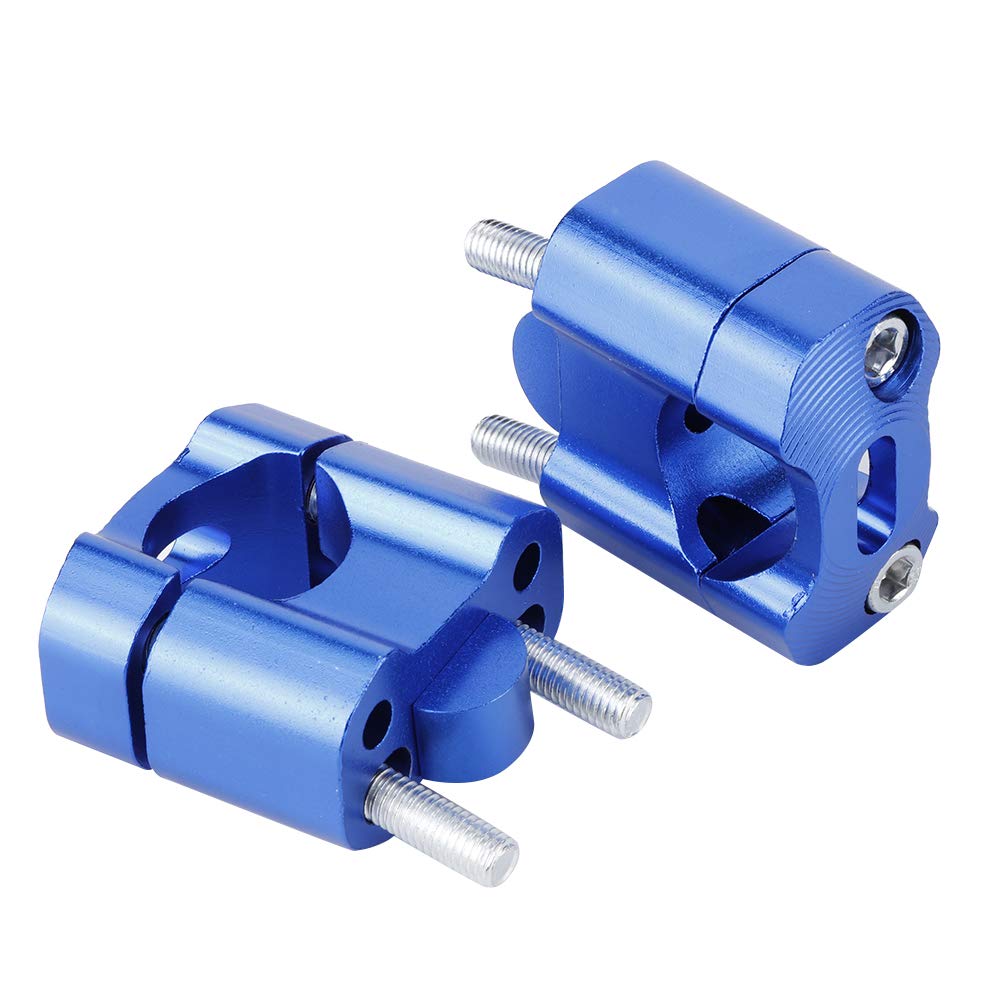 Riser per manubrio, coppia di manubri per mm / 28 mm Adattatore per morsetti di montaggio per montanti per barra grassa CNC Lega di alluminio(Blu)