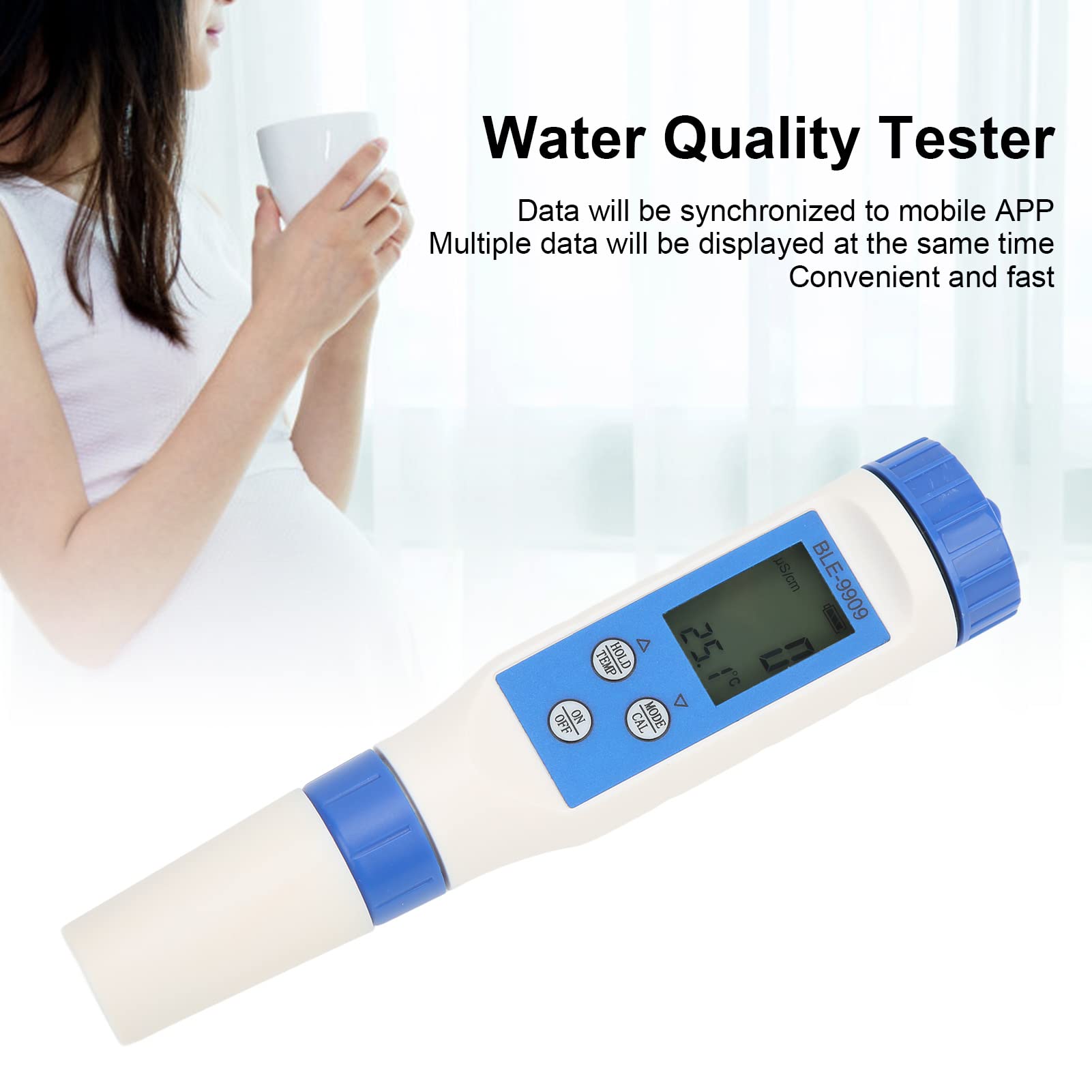 Probador de Calidad del Agua, Ph TDS EC Salinity Temperatura 5 en 1 Metro, con Electrodo de Vidrio de Alta Sensibilidad, para Acuarios de Laboratorios Piscinas